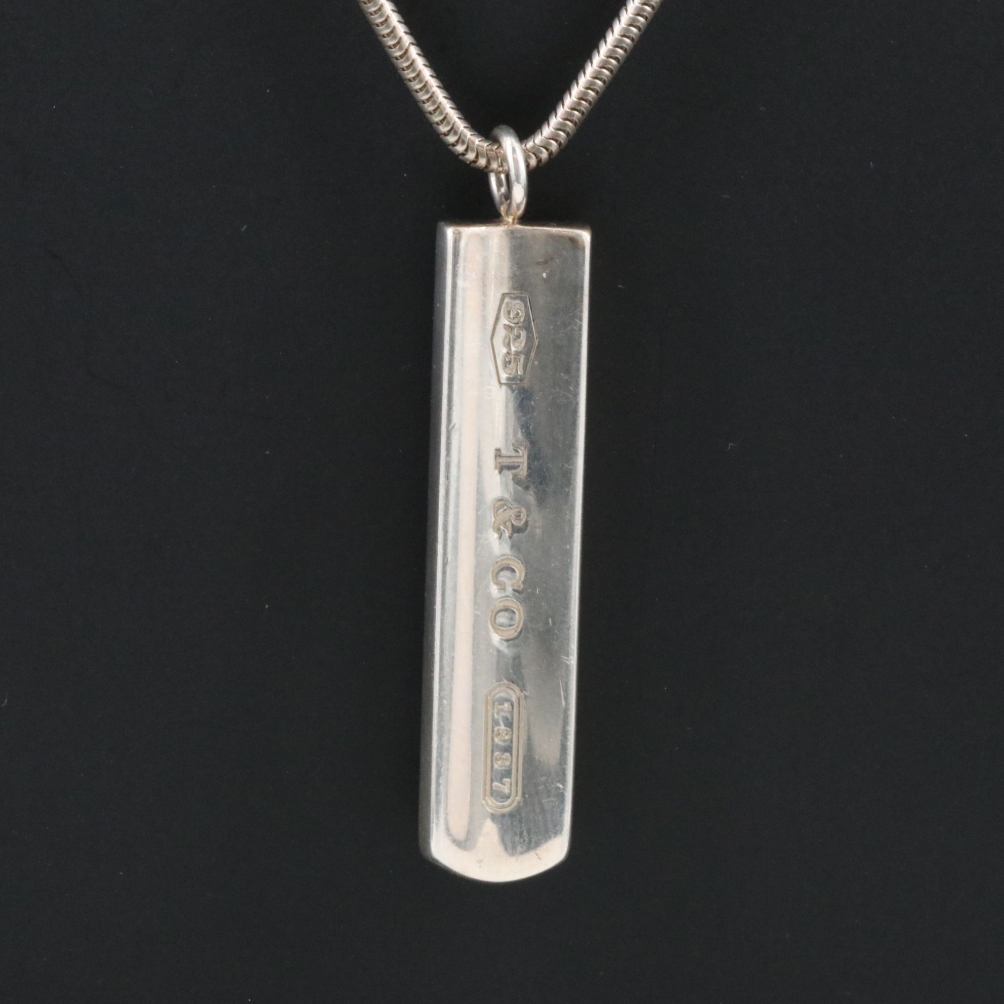 Tiffany & Co. 1837 Sterling Bar Plate Necklace
