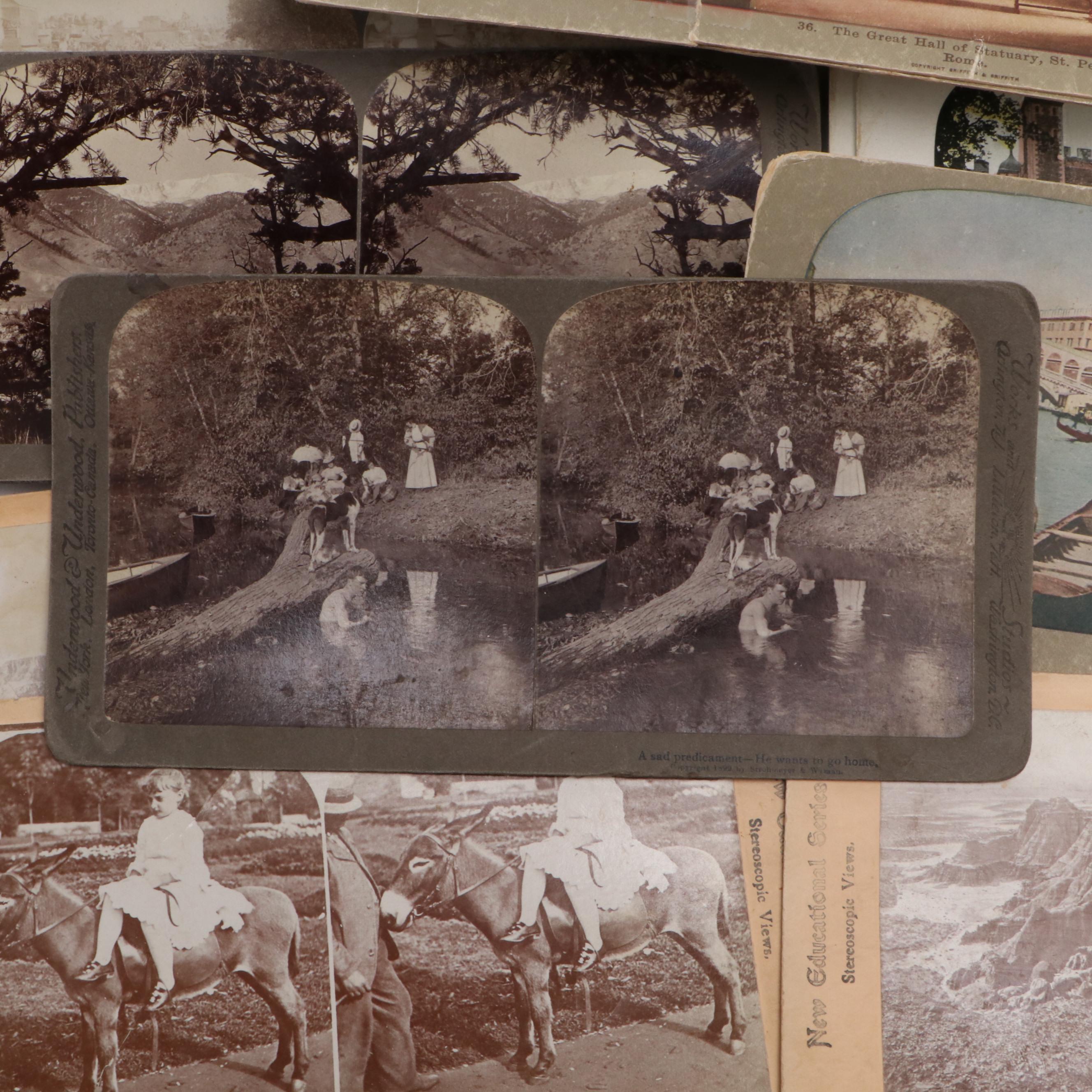 Sun Sculpture and Other Stereoscope View Cards, Late 19th to Early 20th Century
