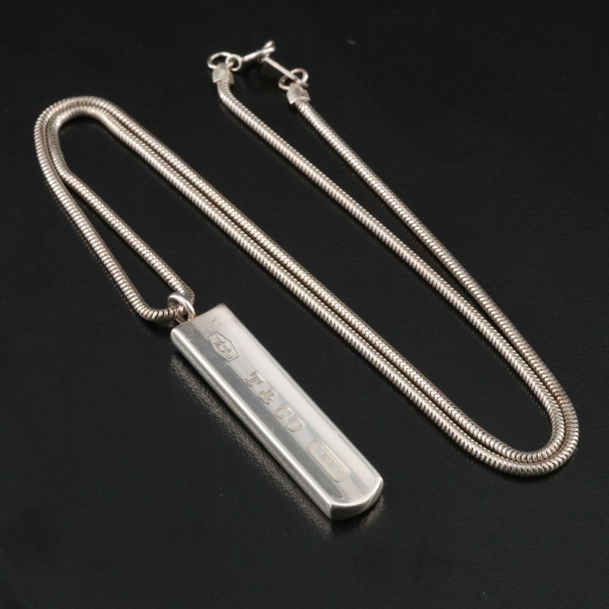 Tiffany & Co. 1837 Sterling Bar Plate Necklace