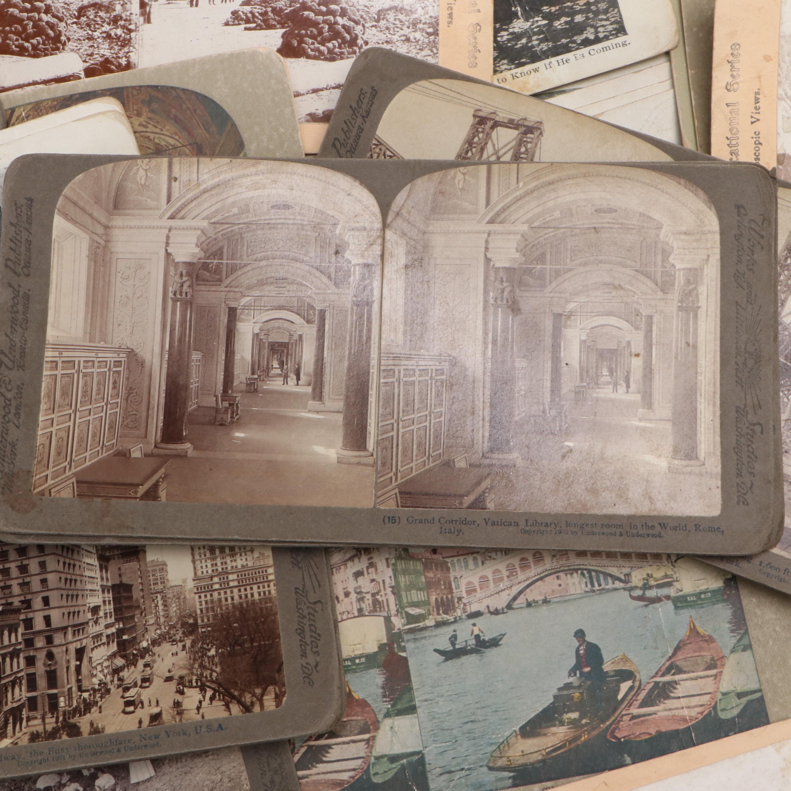 Sun Sculpture and Other Stereoscope View Cards, Late 19th to Early 20th Century