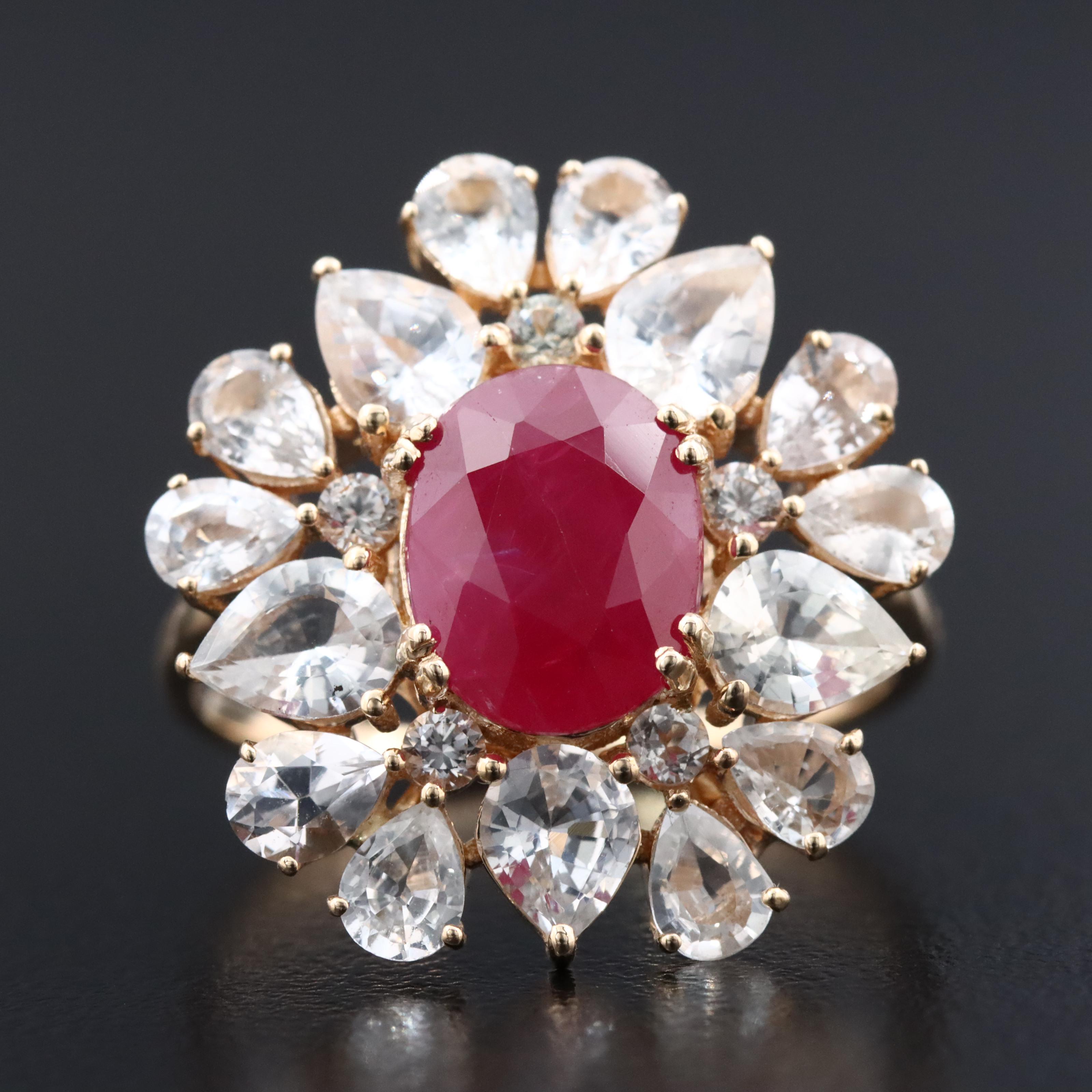 14K 2.31 CT Ruby and White Sapphire Ring with IGI Jewelry Report