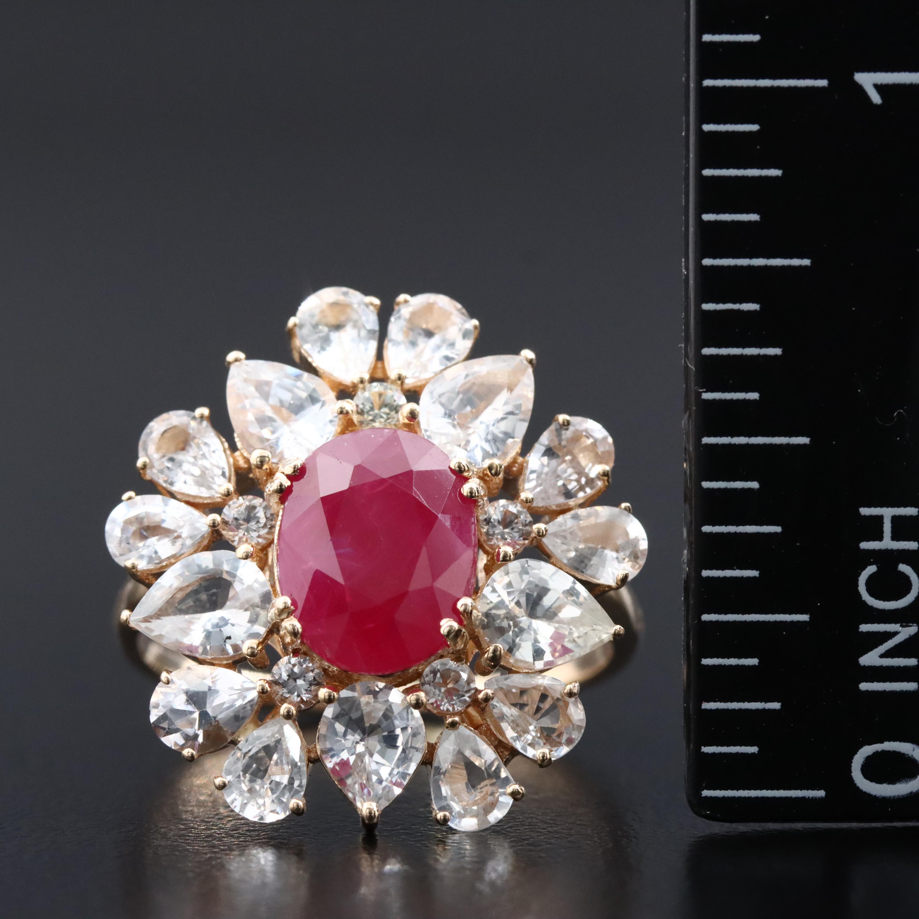 14K 2.31 CT Ruby and White Sapphire Ring with IGI Jewelry Report