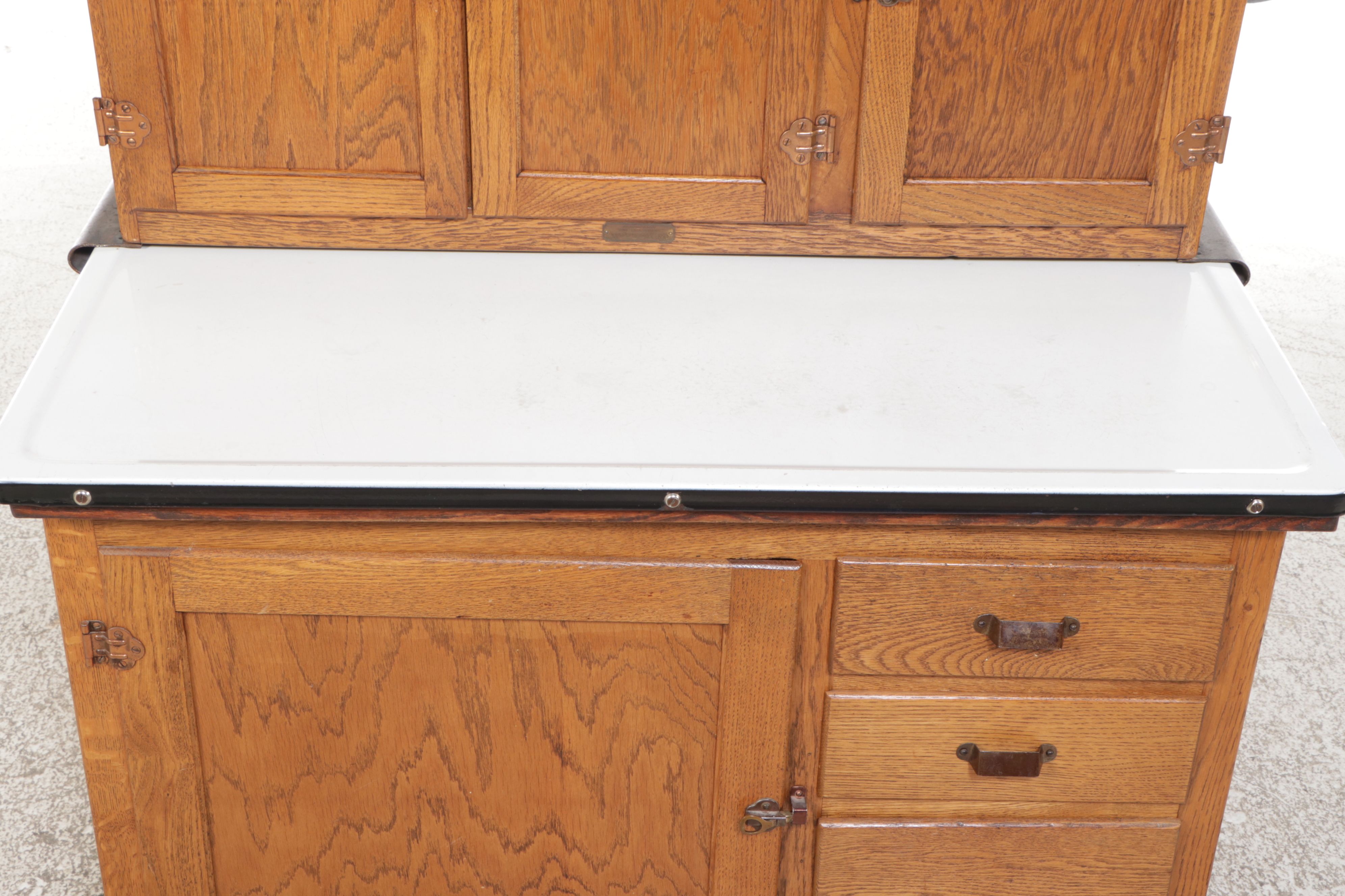 American Oak Hoosier Cabinet with Accessories, Early 20th Century