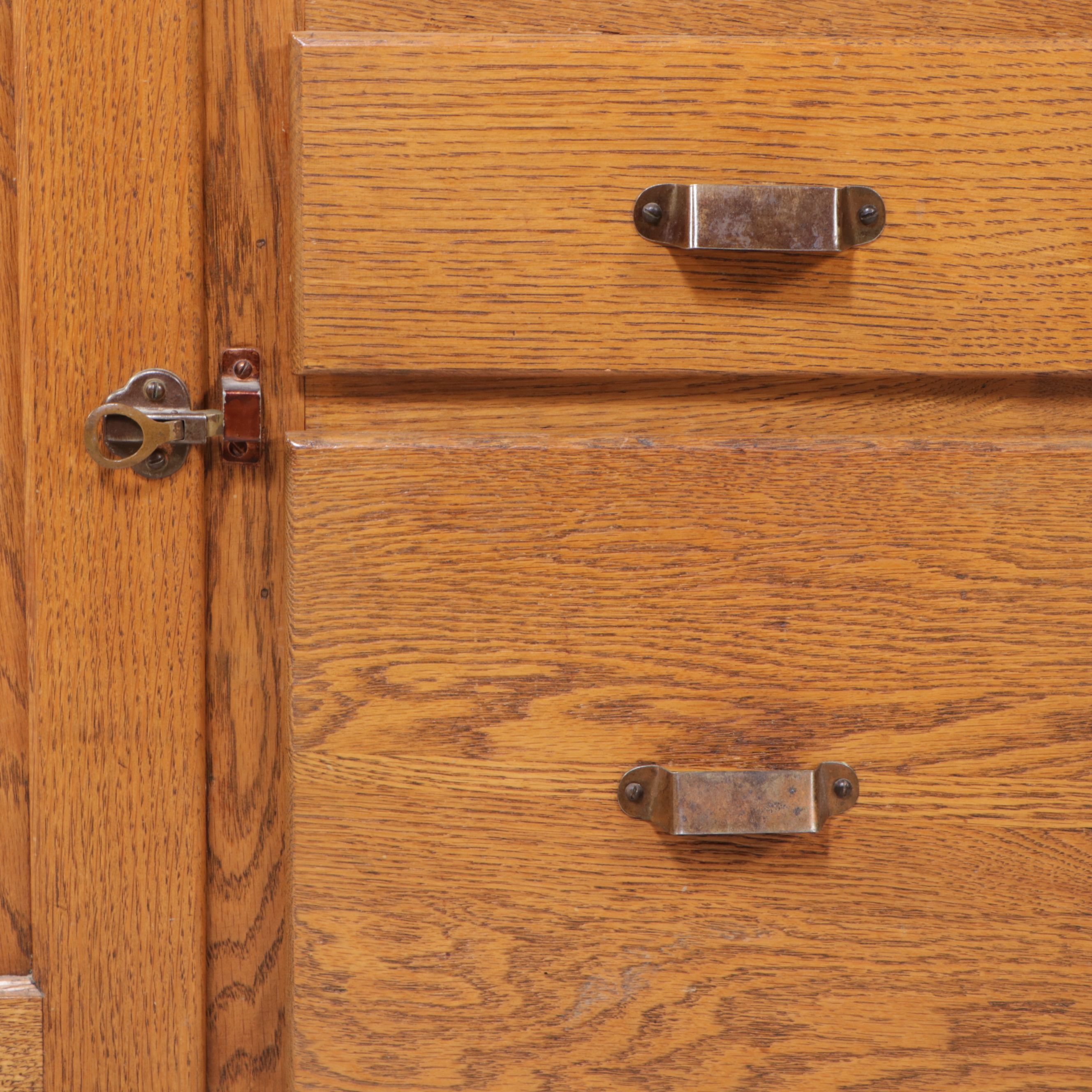 American Oak Hoosier Cabinet with Accessories, Early 20th Century