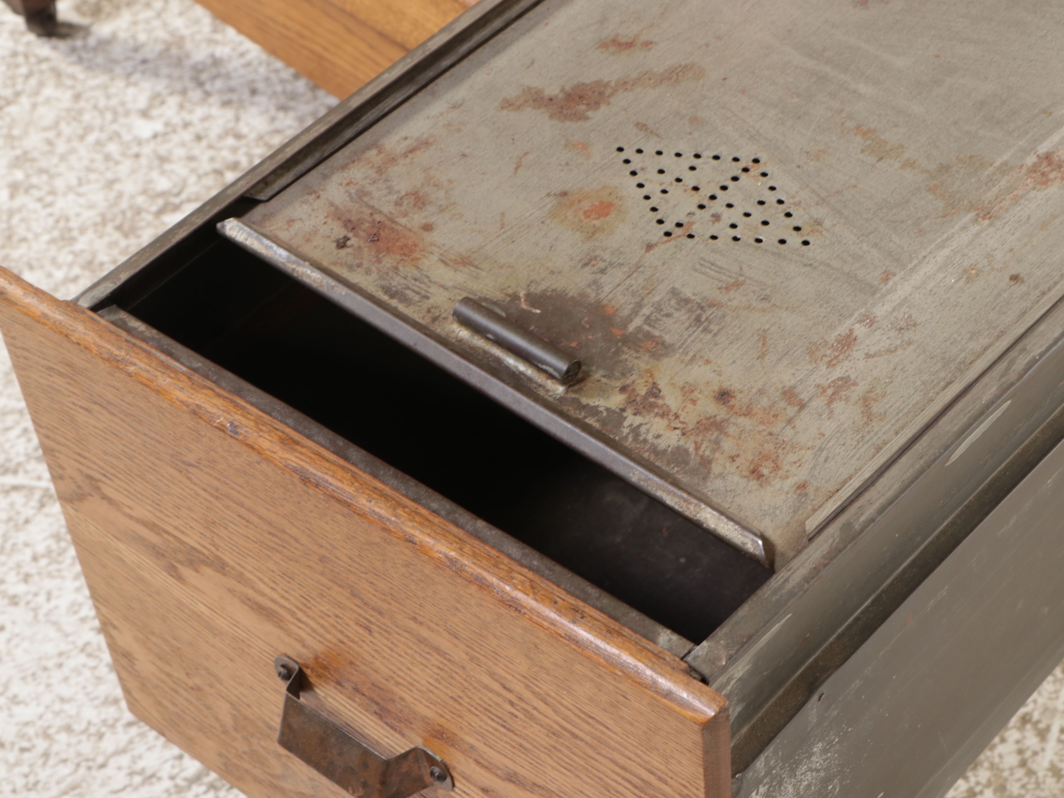 American Oak Hoosier Cabinet with Accessories, Early 20th Century