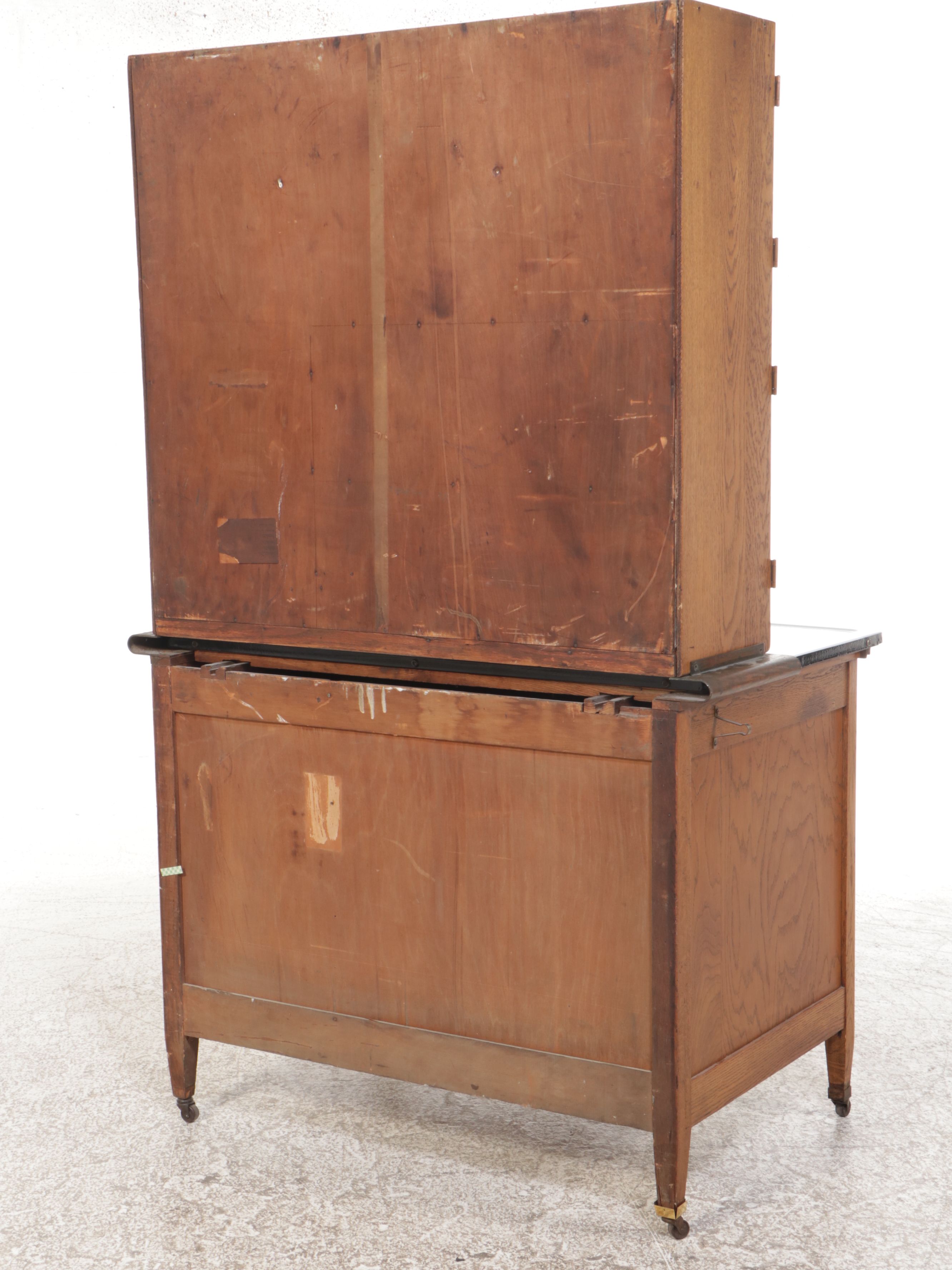 American Oak Hoosier Cabinet with Accessories, Early 20th Century
