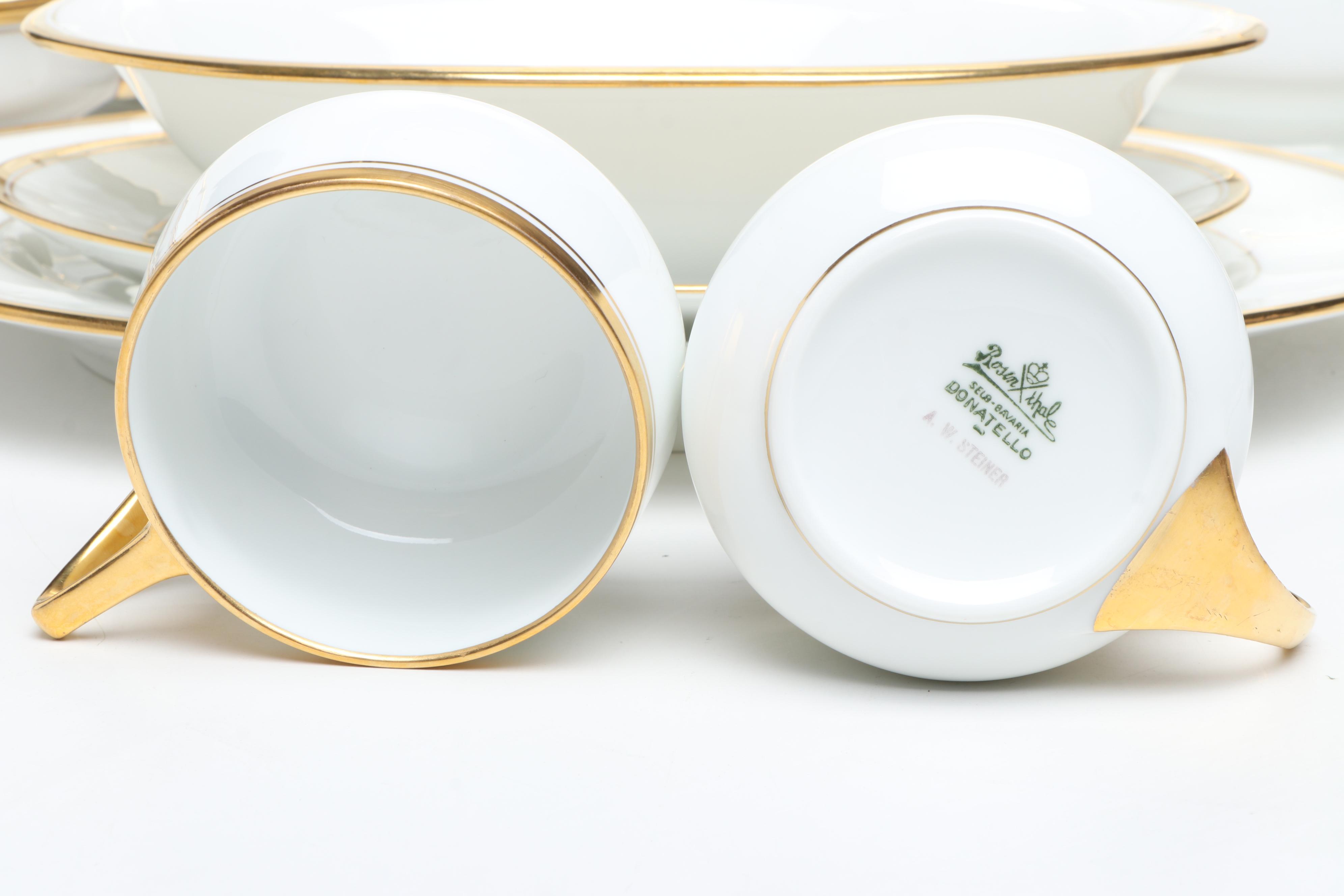 Rosenthal and Other Gilt Rimmed Porcelain Dinnerware and Serving Pieces