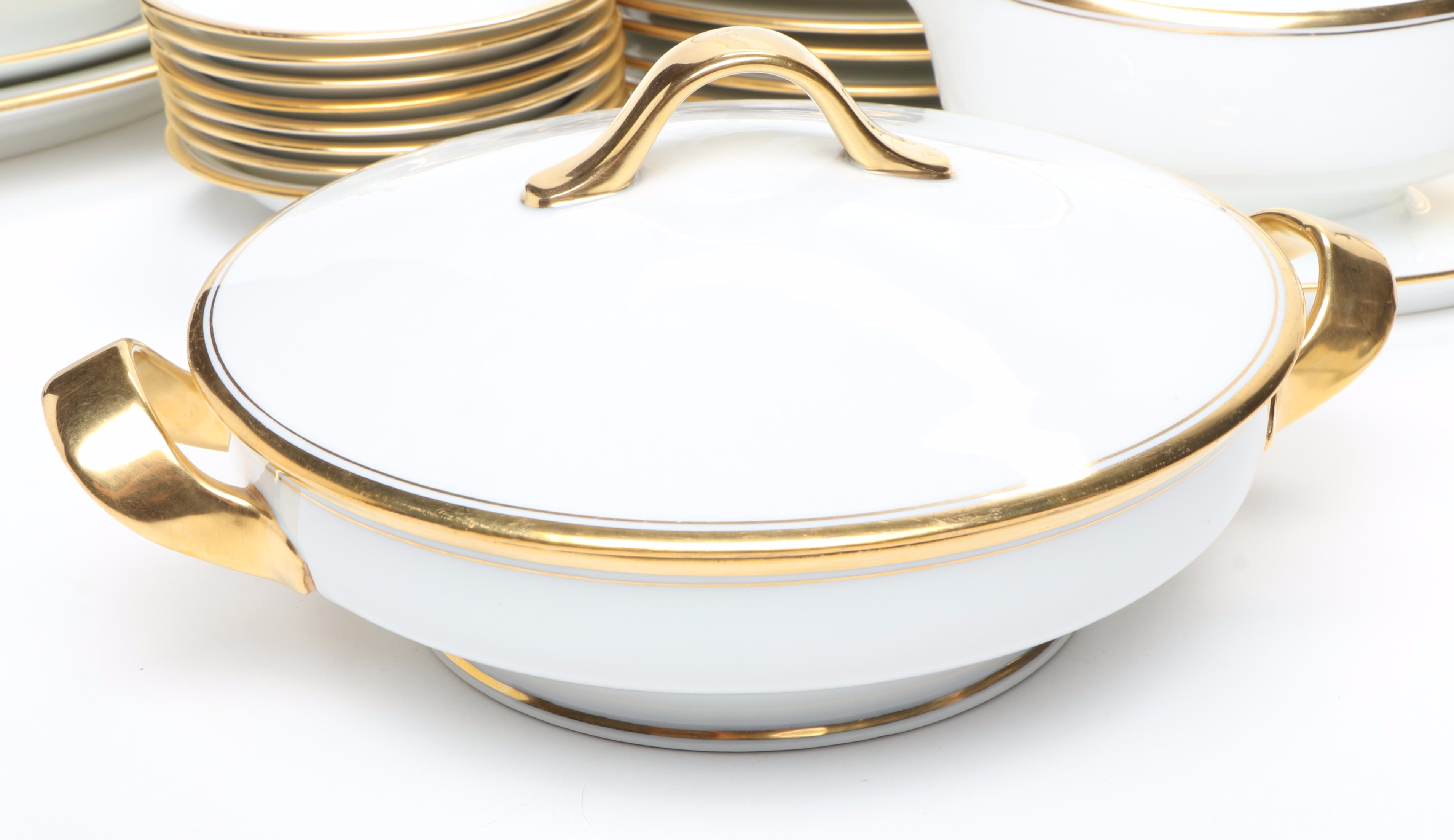 Rosenthal and Other Gilt Rimmed Porcelain Dinnerware and Serving Pieces