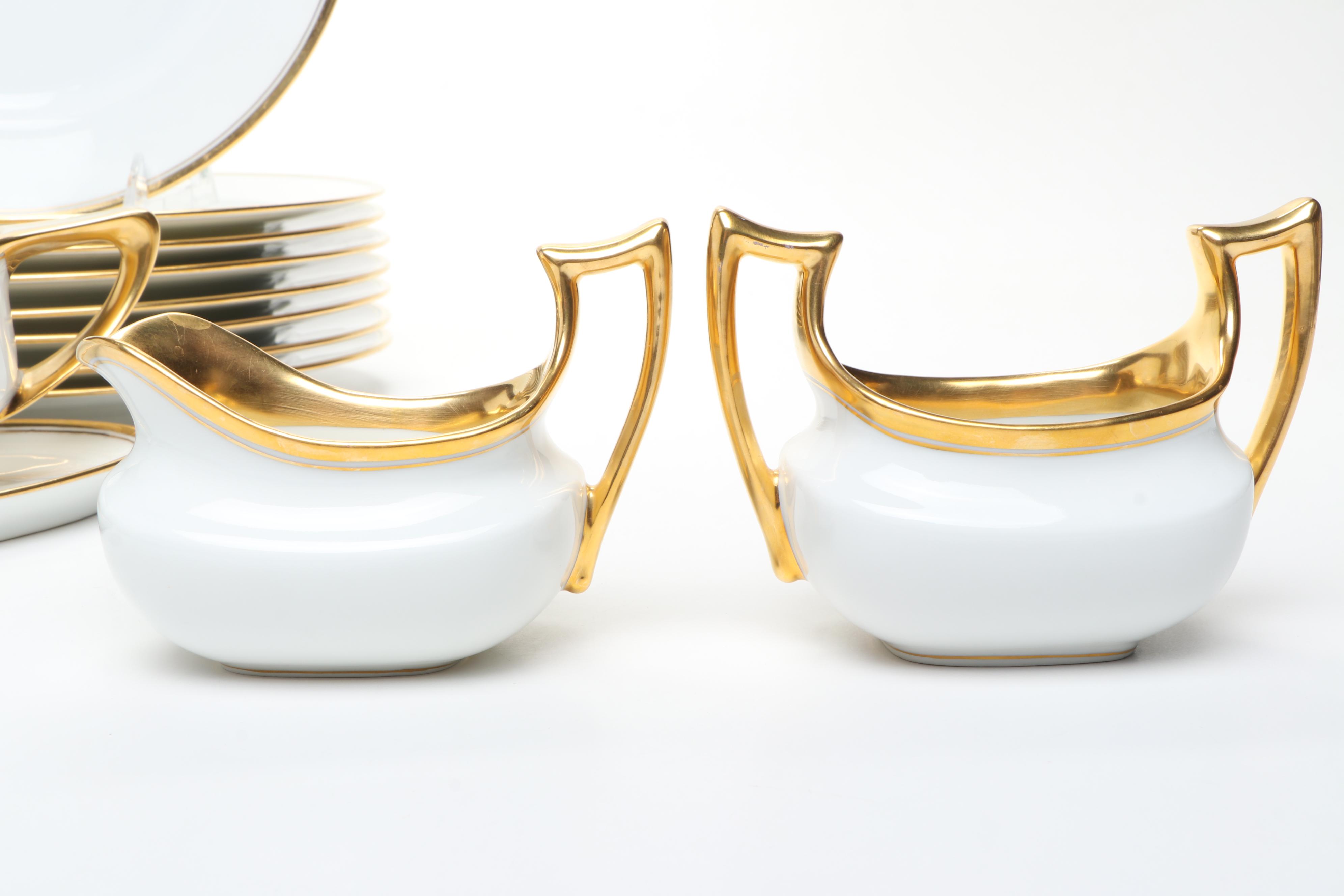 Rosenthal and Other Gilt Rimmed Porcelain Dinnerware and Serving Pieces