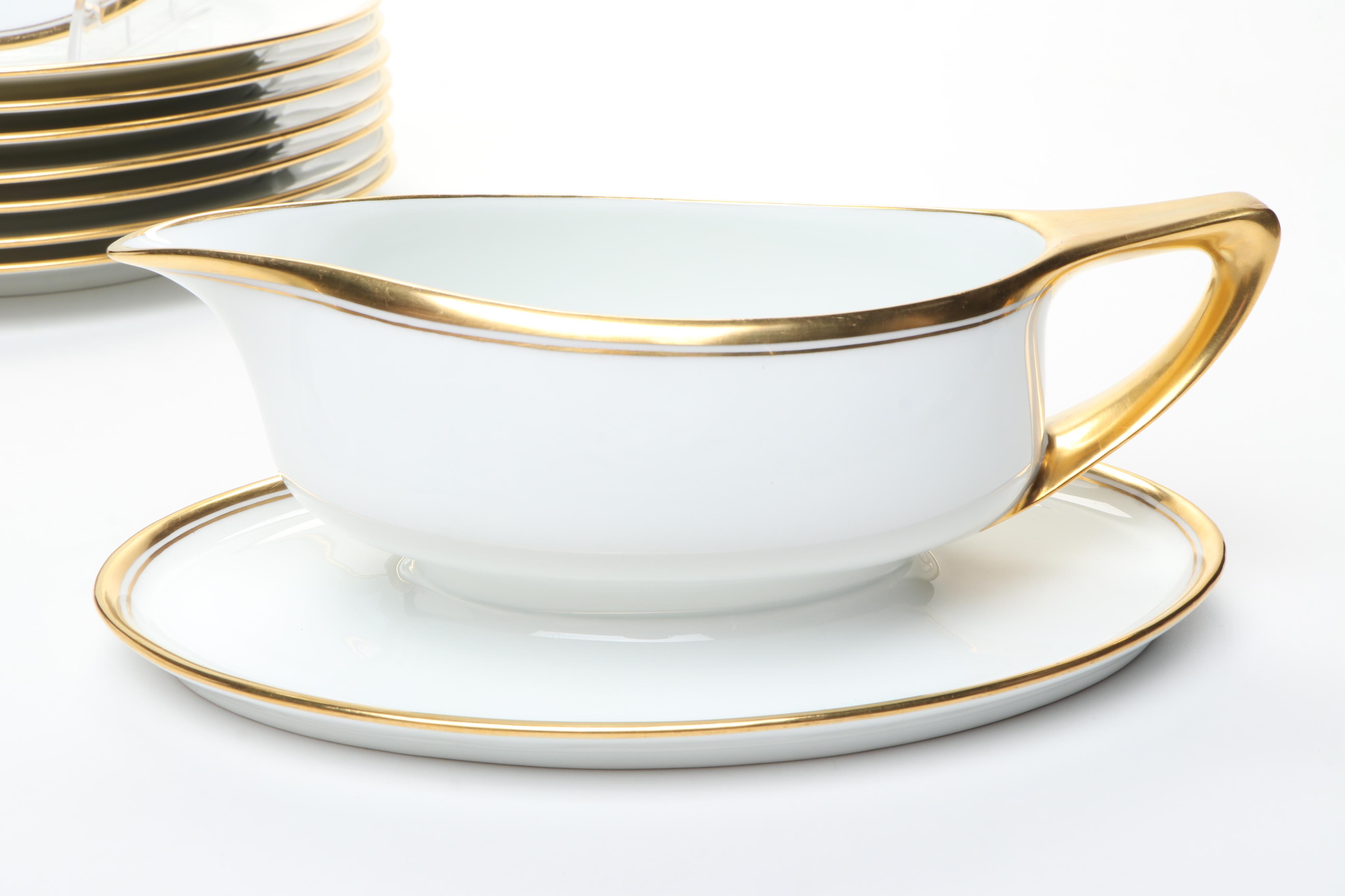 Rosenthal and Other Gilt Rimmed Porcelain Dinnerware and Serving Pieces
