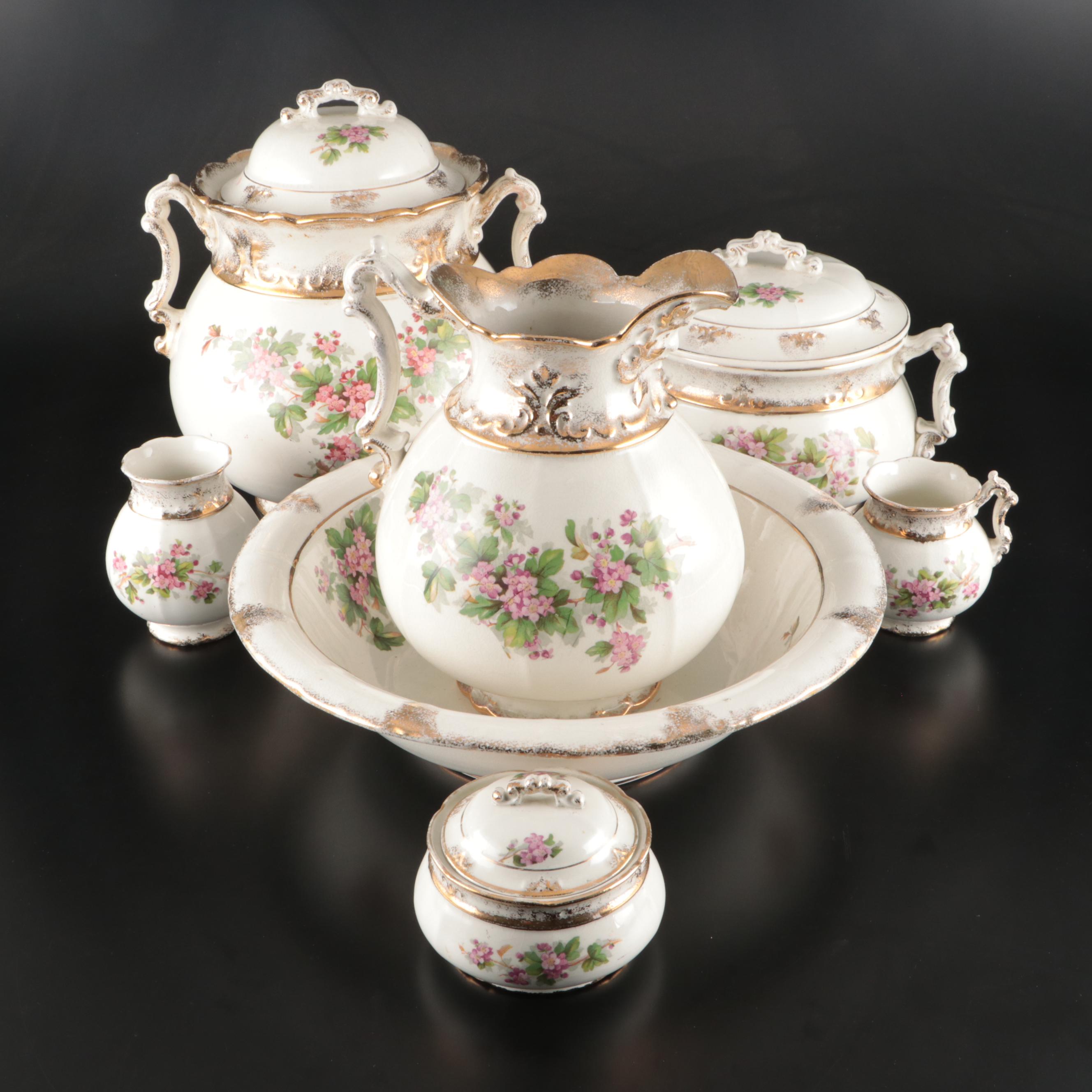 D.F. Haynes & Co. American Earthenware "Corsican" Ceramic Chamber Set