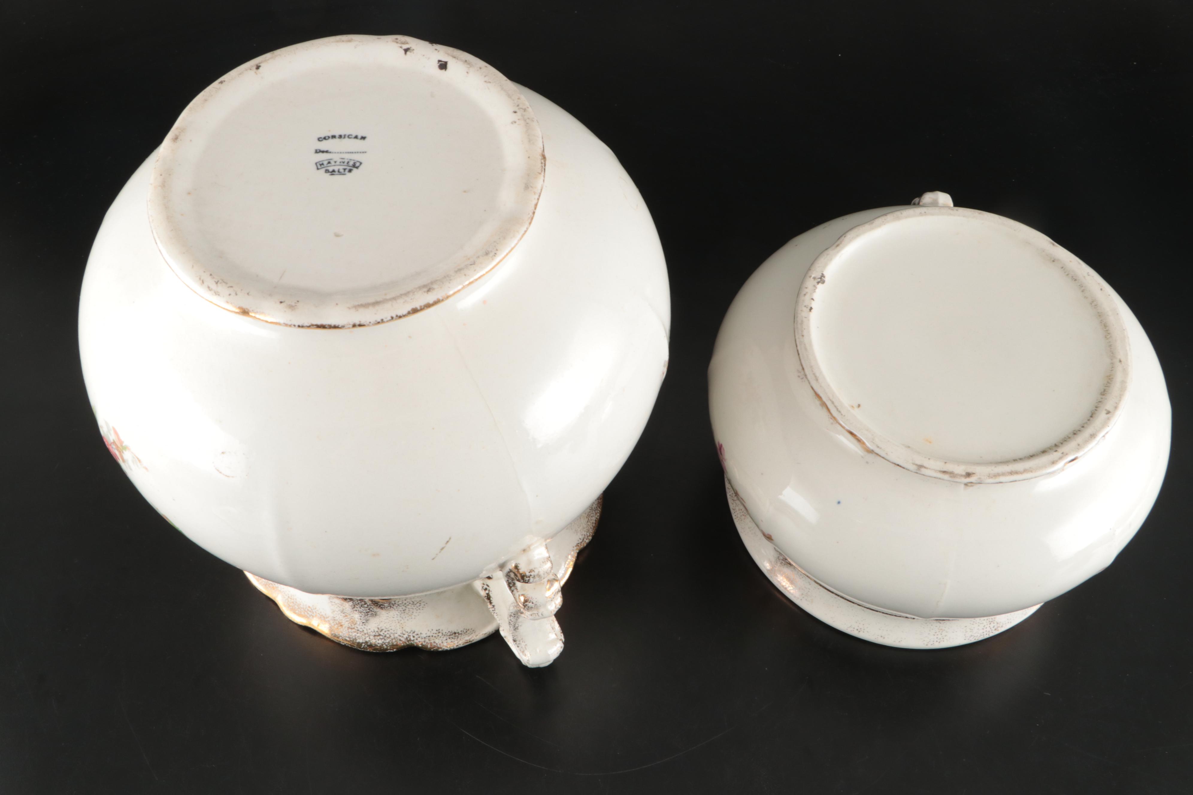 D.F. Haynes & Co. American Earthenware "Corsican" Ceramic Chamber Set