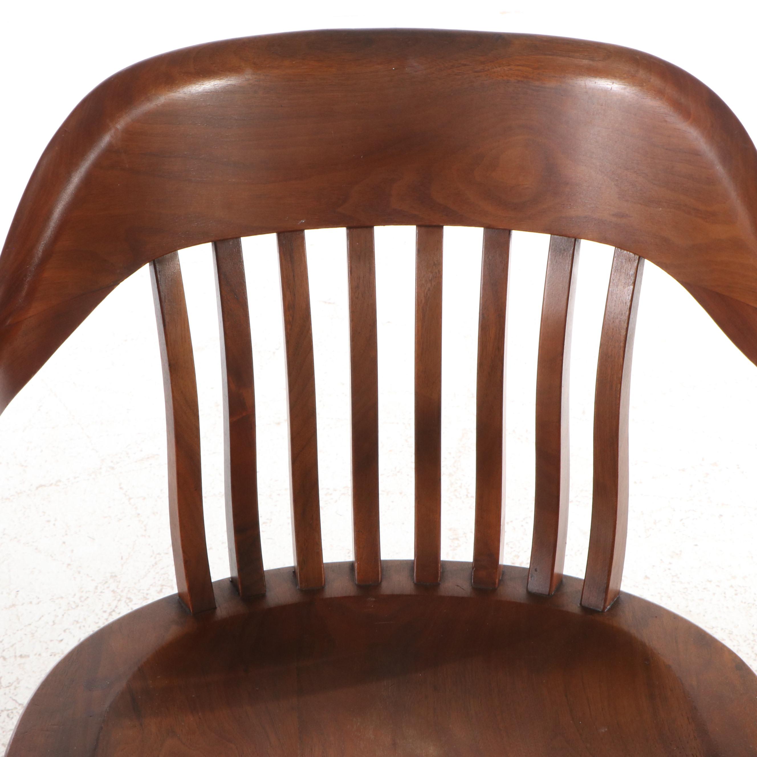 Johnson Chair Co. Art Deco Style Walnut Finish Desk Chair, 20th Century