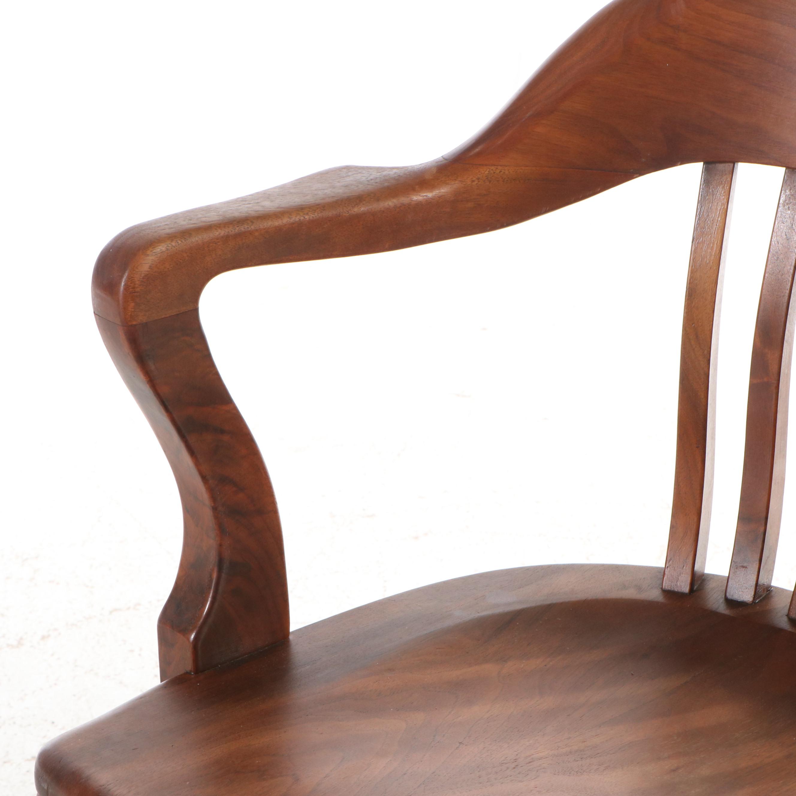 Johnson Chair Co. Art Deco Style Walnut Finish Desk Chair, 20th Century