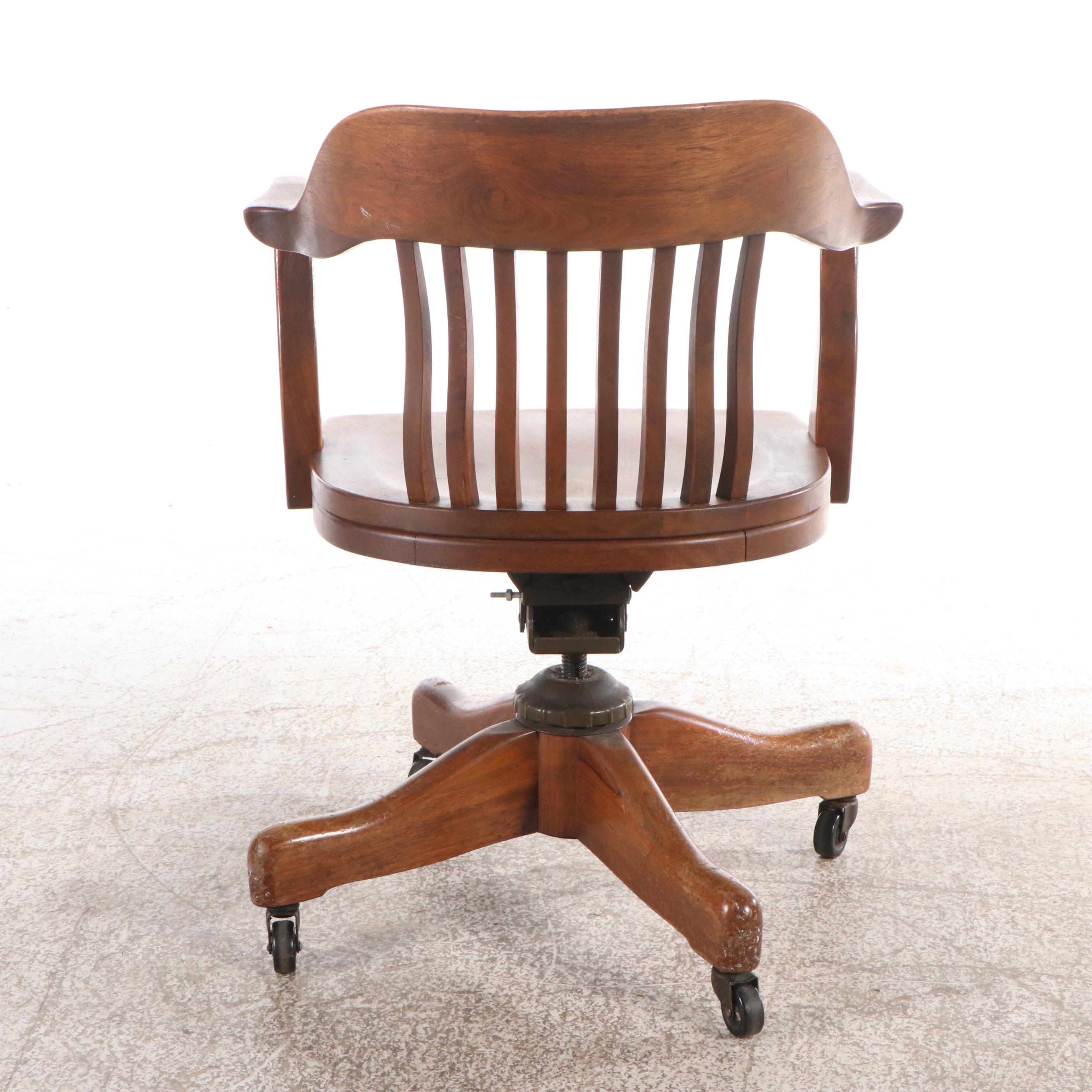 Johnson Chair Co. Art Deco Style Walnut Finish Desk Chair, 20th Century