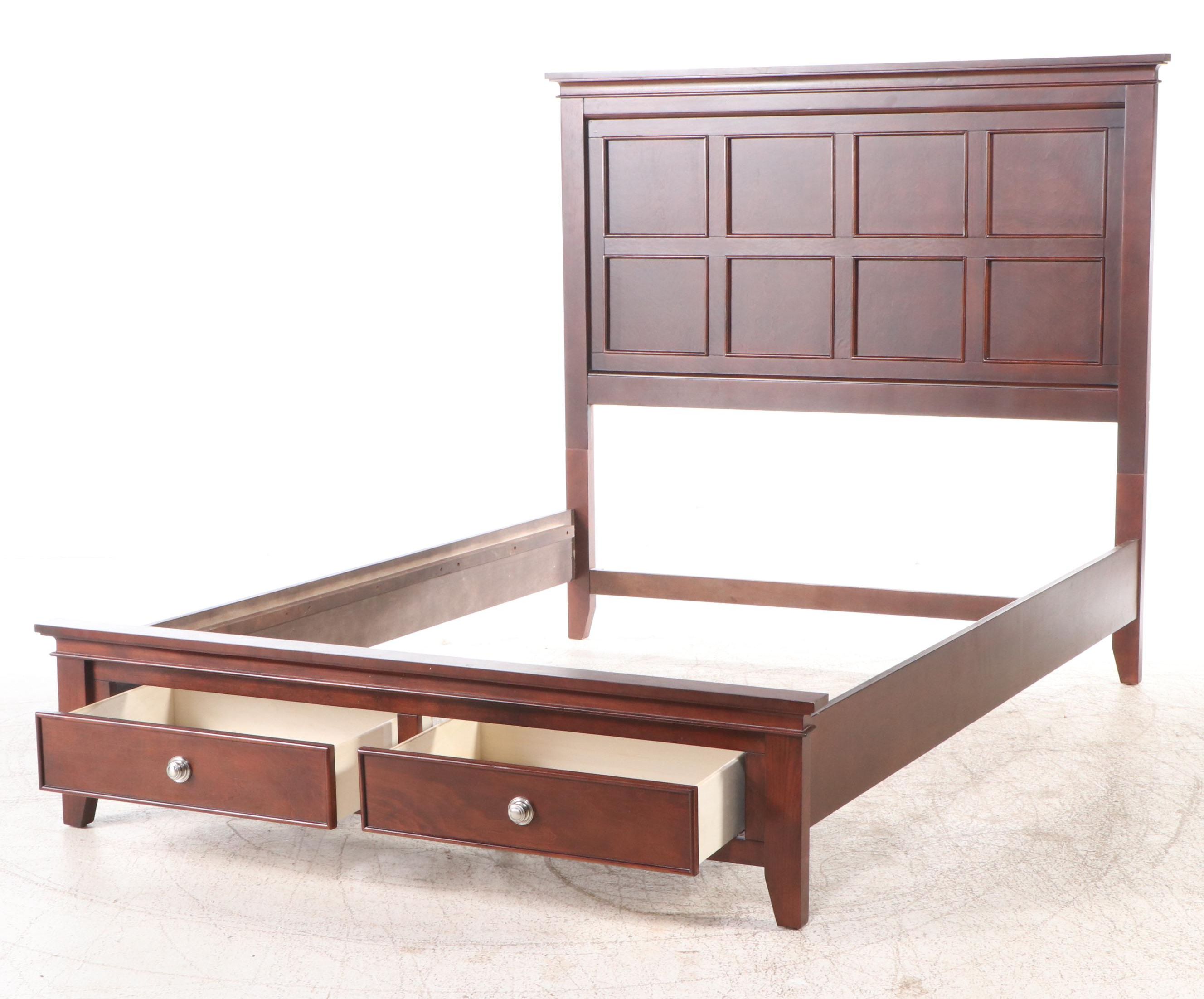 Klaussner Mahogany Finished Queen Size Bed Frame and Nightstand