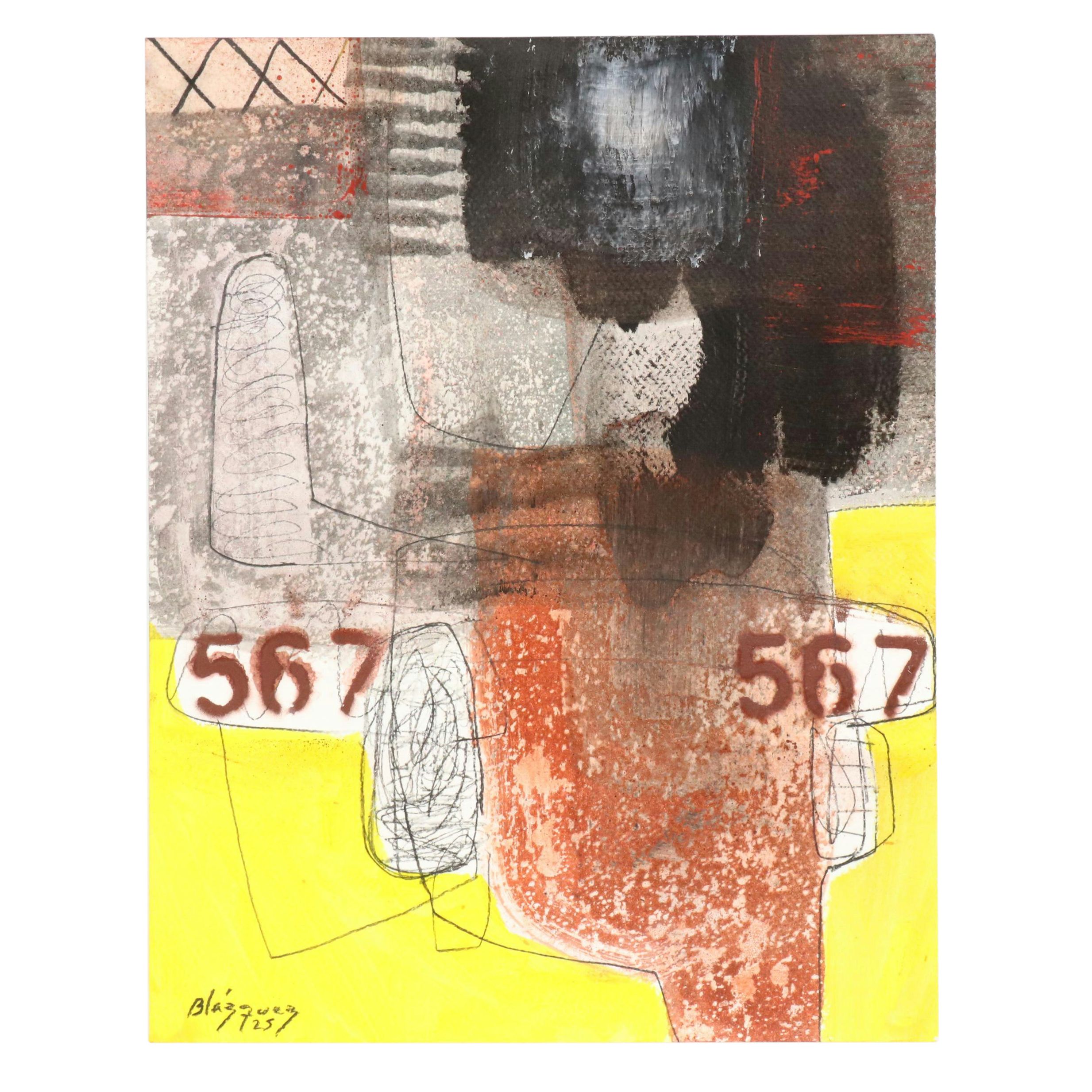 Michel Blázquez Mixed Media Painting "Untitled Abstract," 2025