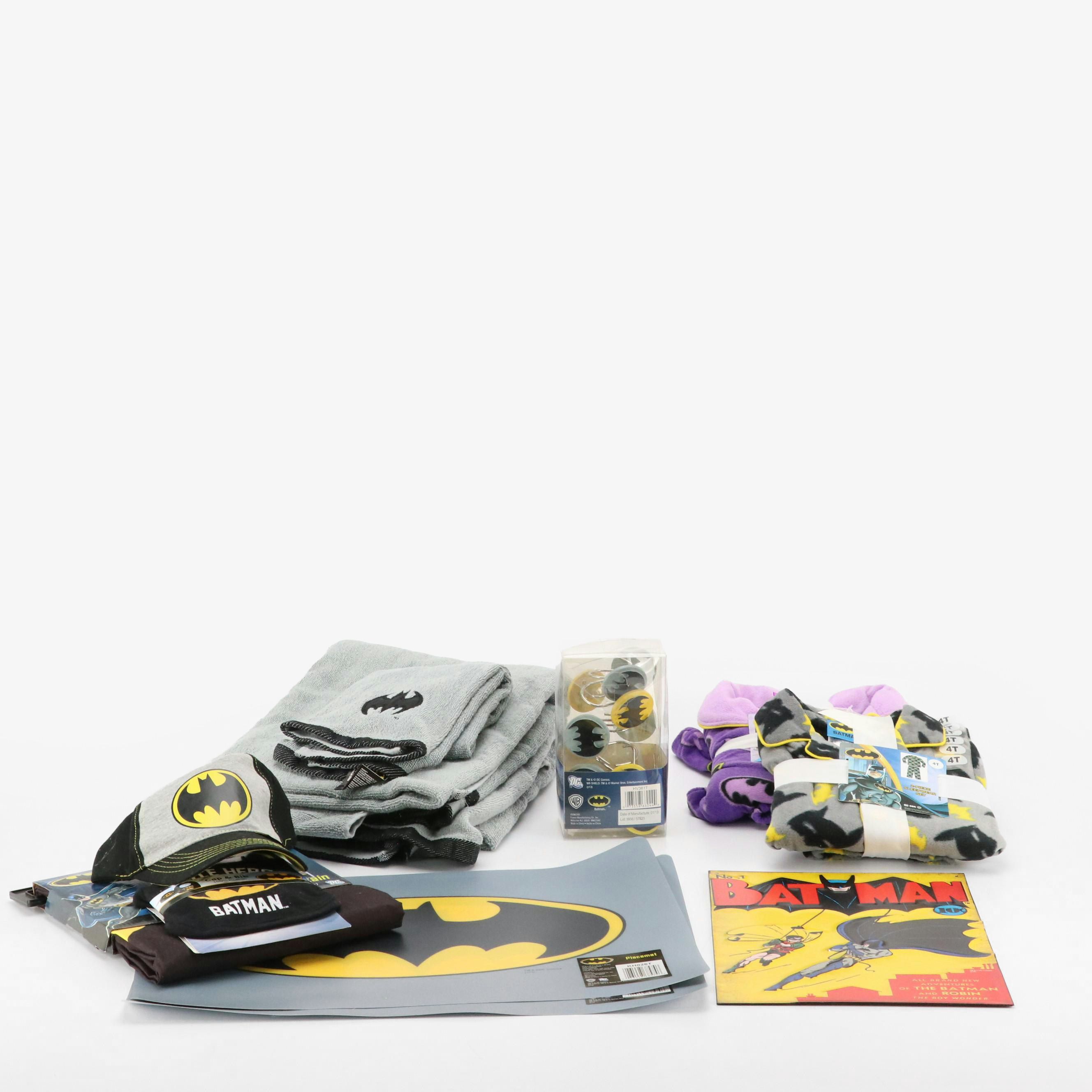 DC Comics Batman Themed Sleepwear, Hats, Bath Linens, Placemats, and Décor