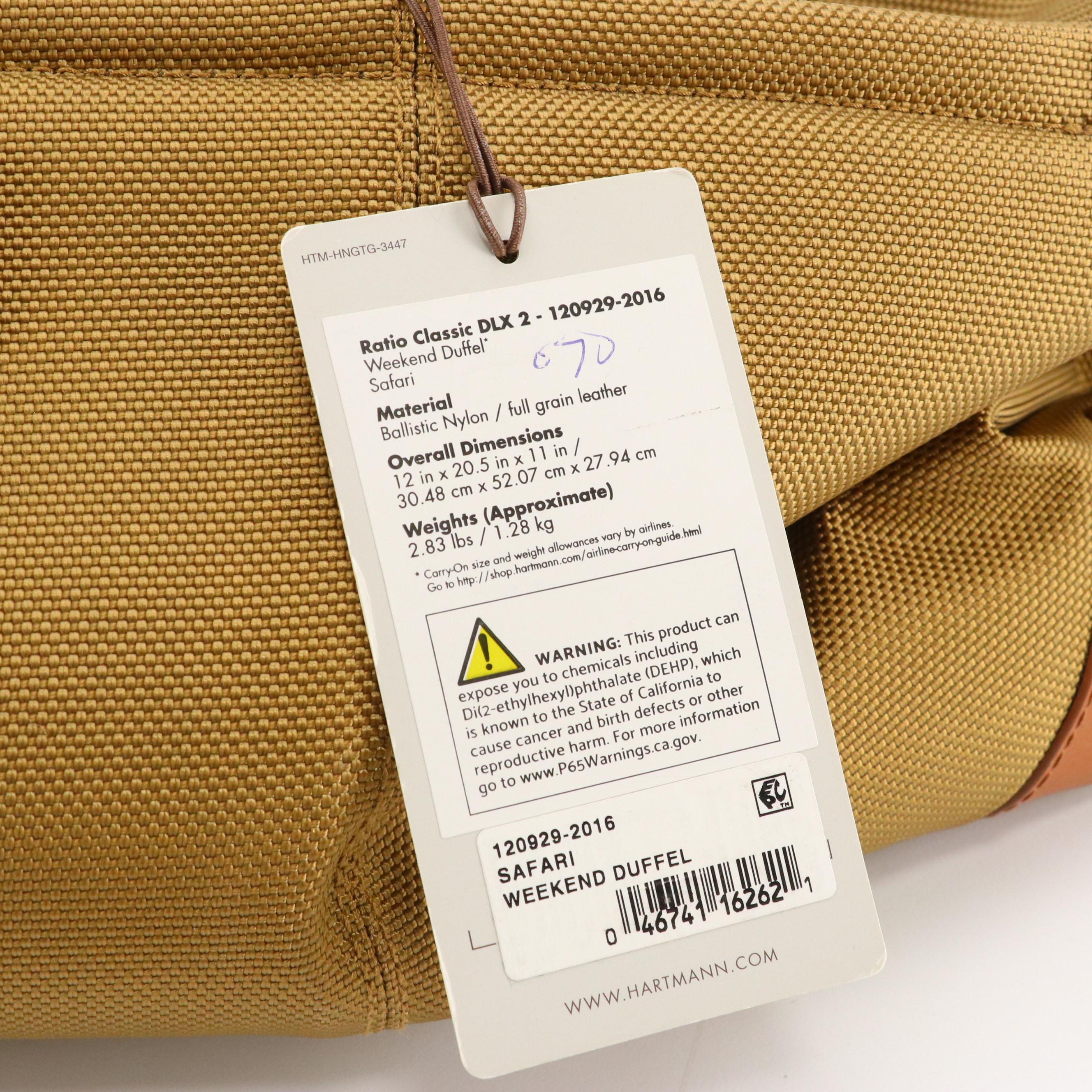 Hartmann Ratio Classic Deluxe 2 Weekend Duffle in Ballistic Nylon and Leather