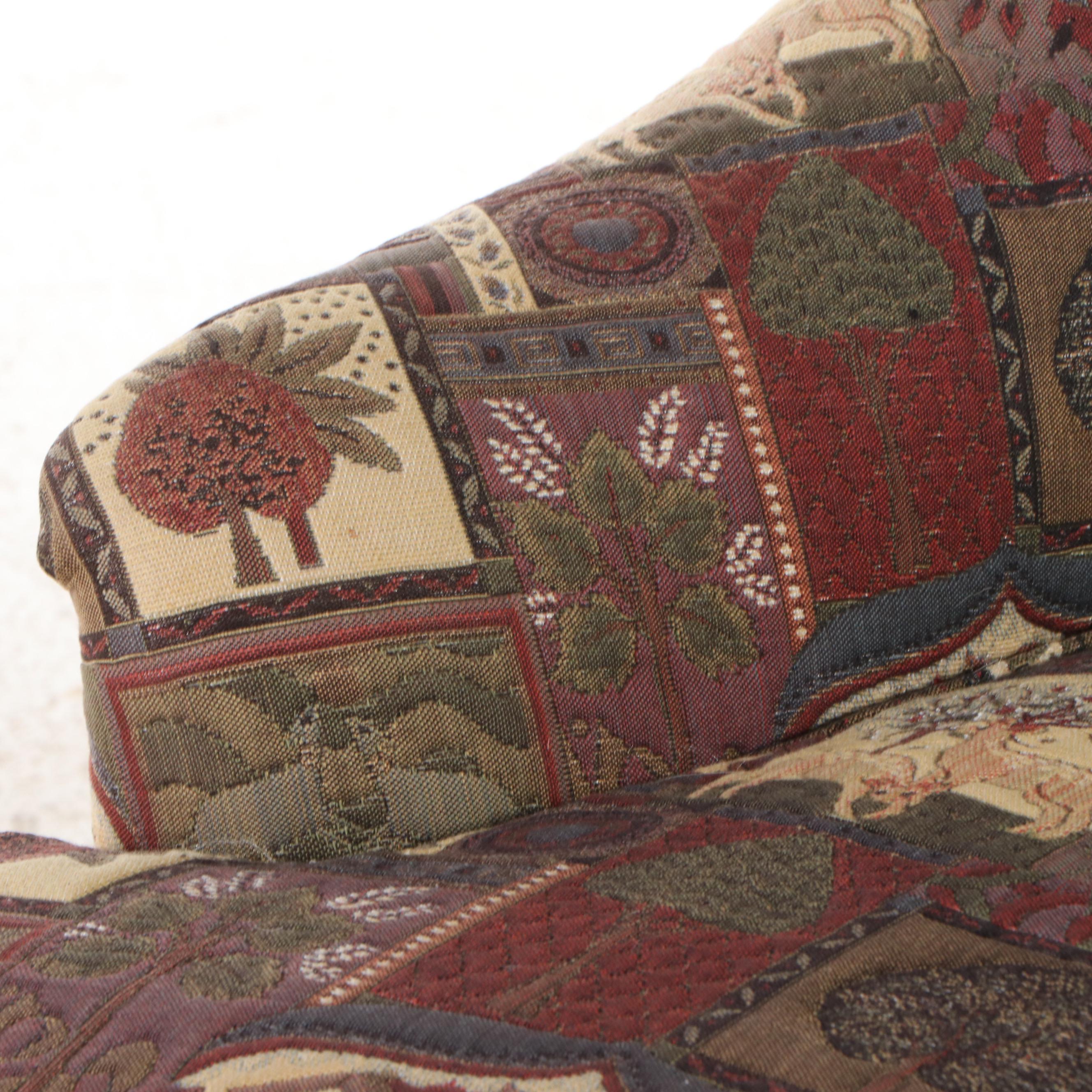 Armchair with Ornate Indian-Themed Upholstery, Late 20th Century