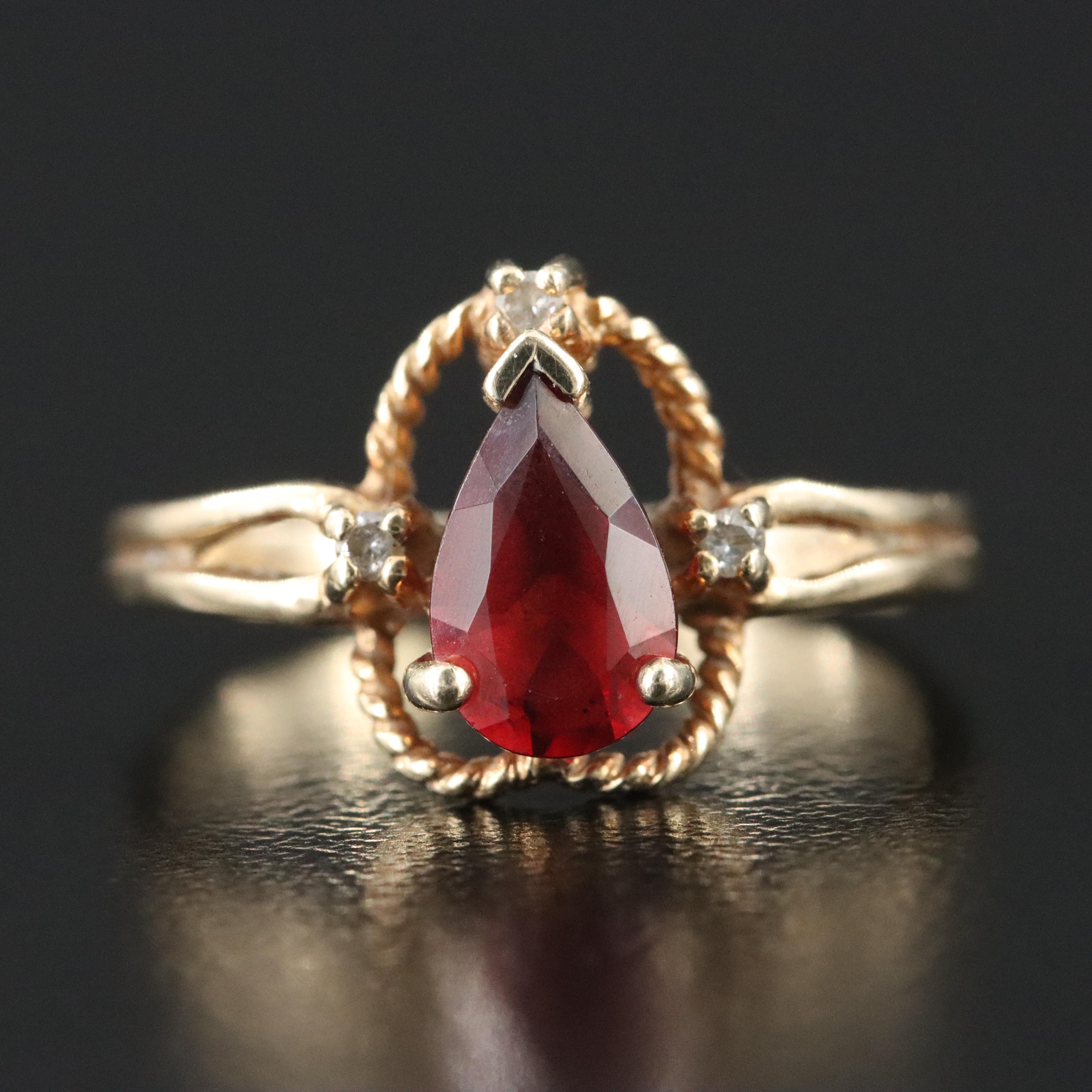Plainville Stock Co. 10K Garnet and Diamond Ring