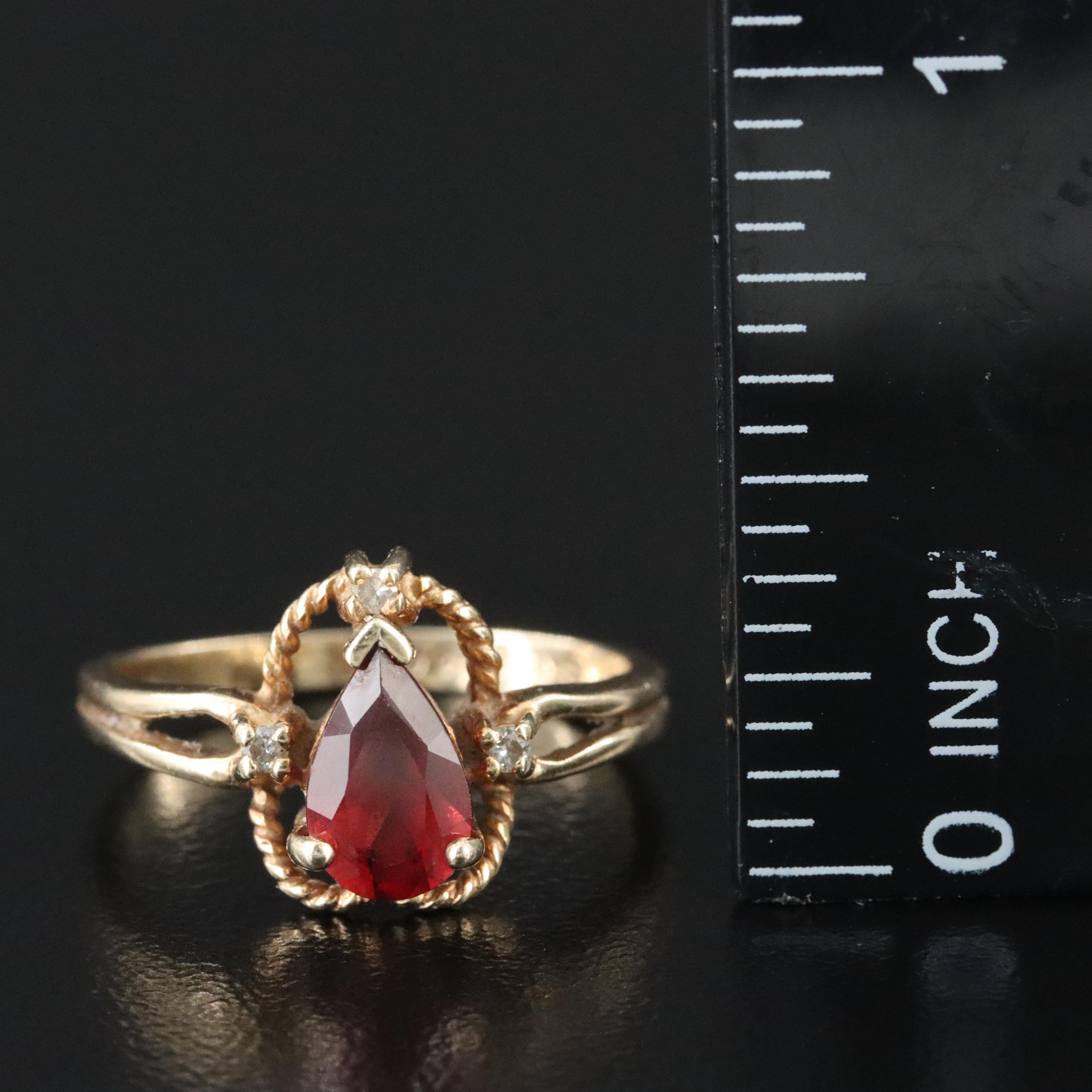 Plainville Stock Co. 10K Garnet and Diamond Ring