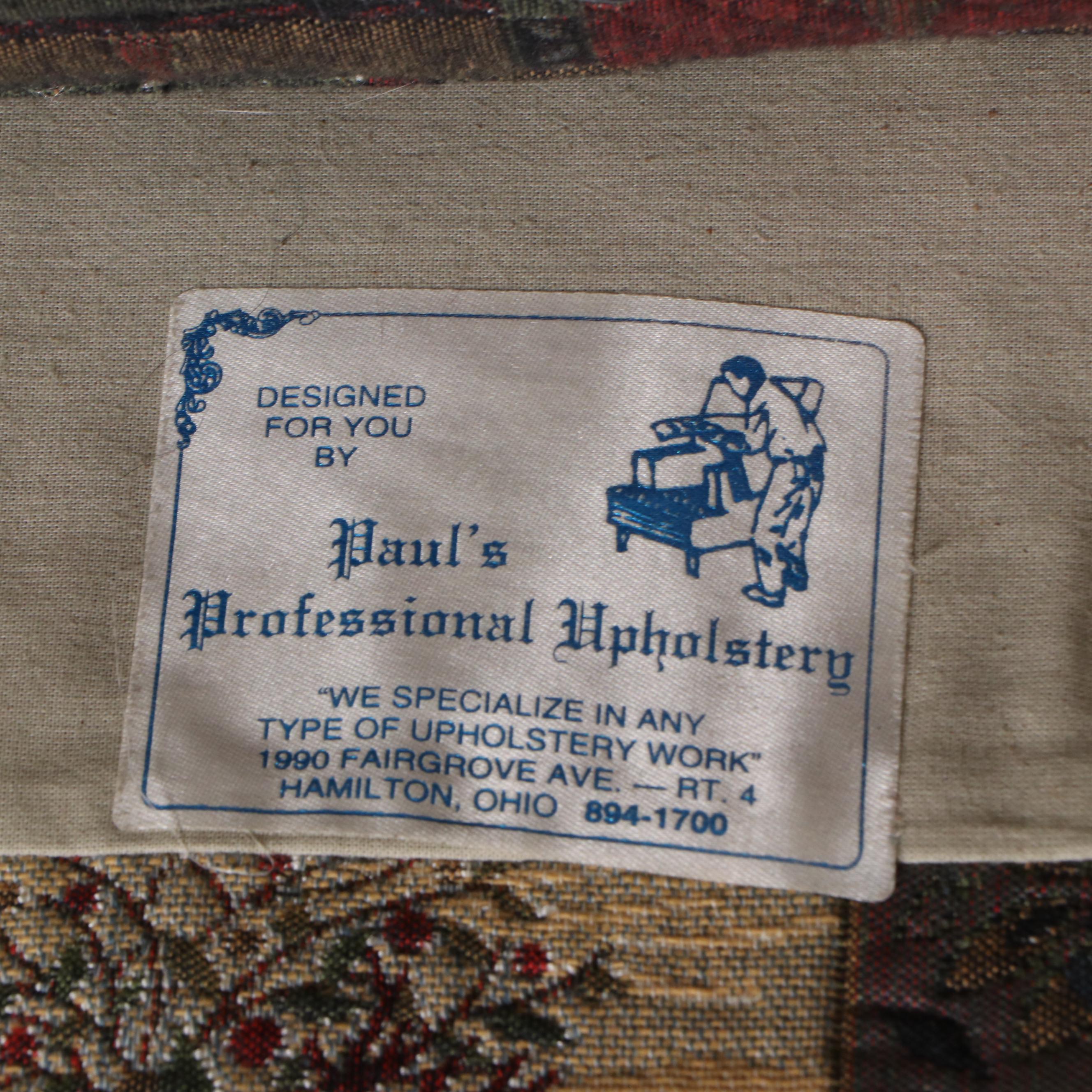 Armchair with Ornate Indian-Themed Upholstery, Late 20th Century