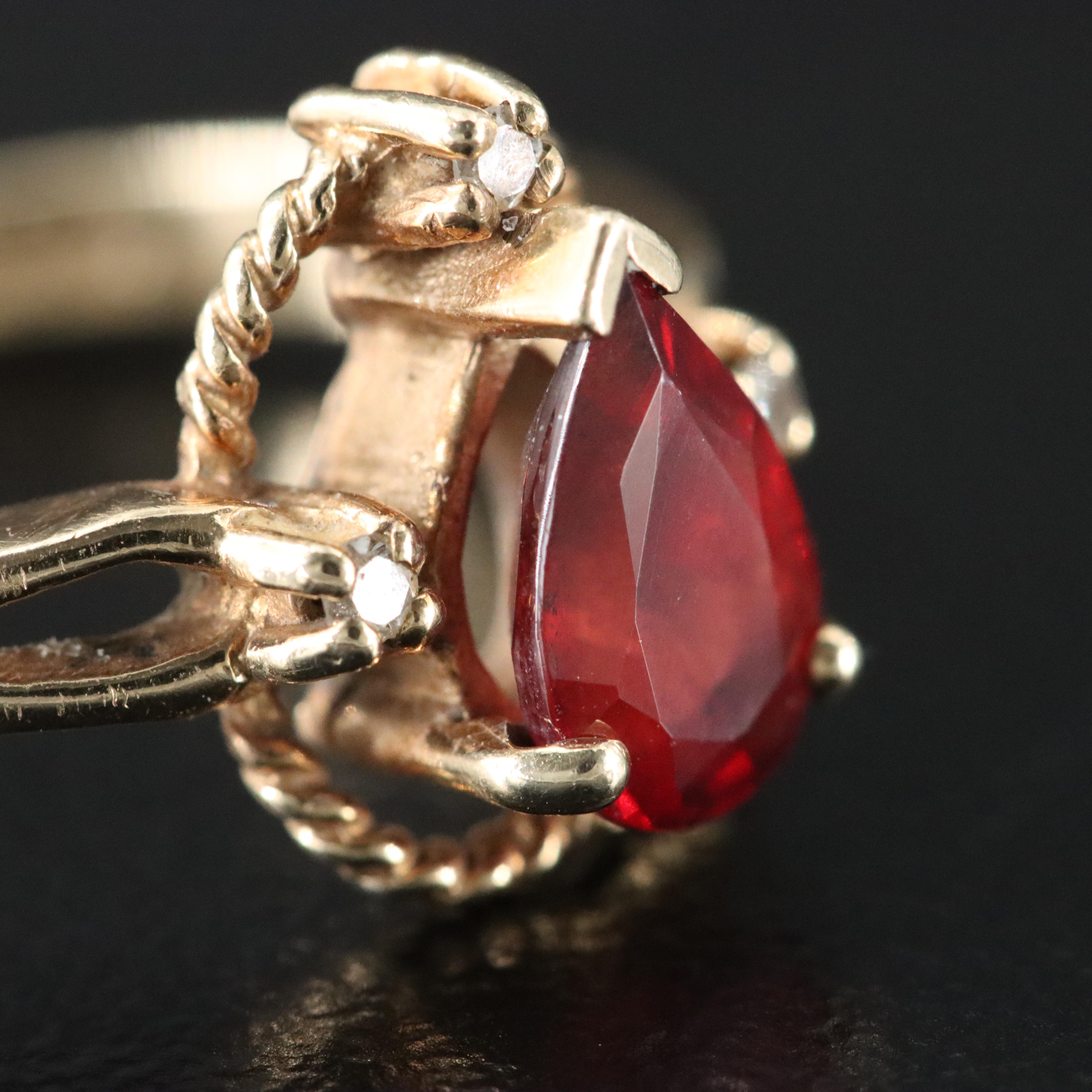 Plainville Stock Co. 10K Garnet and Diamond Ring