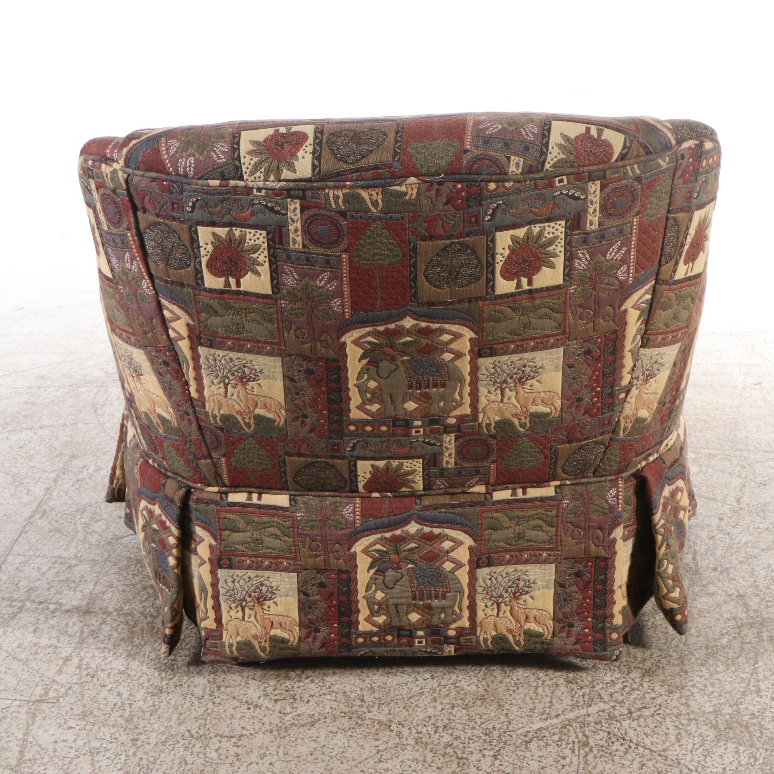 Armchair with Ornate Indian-Themed Upholstery, Late 20th Century