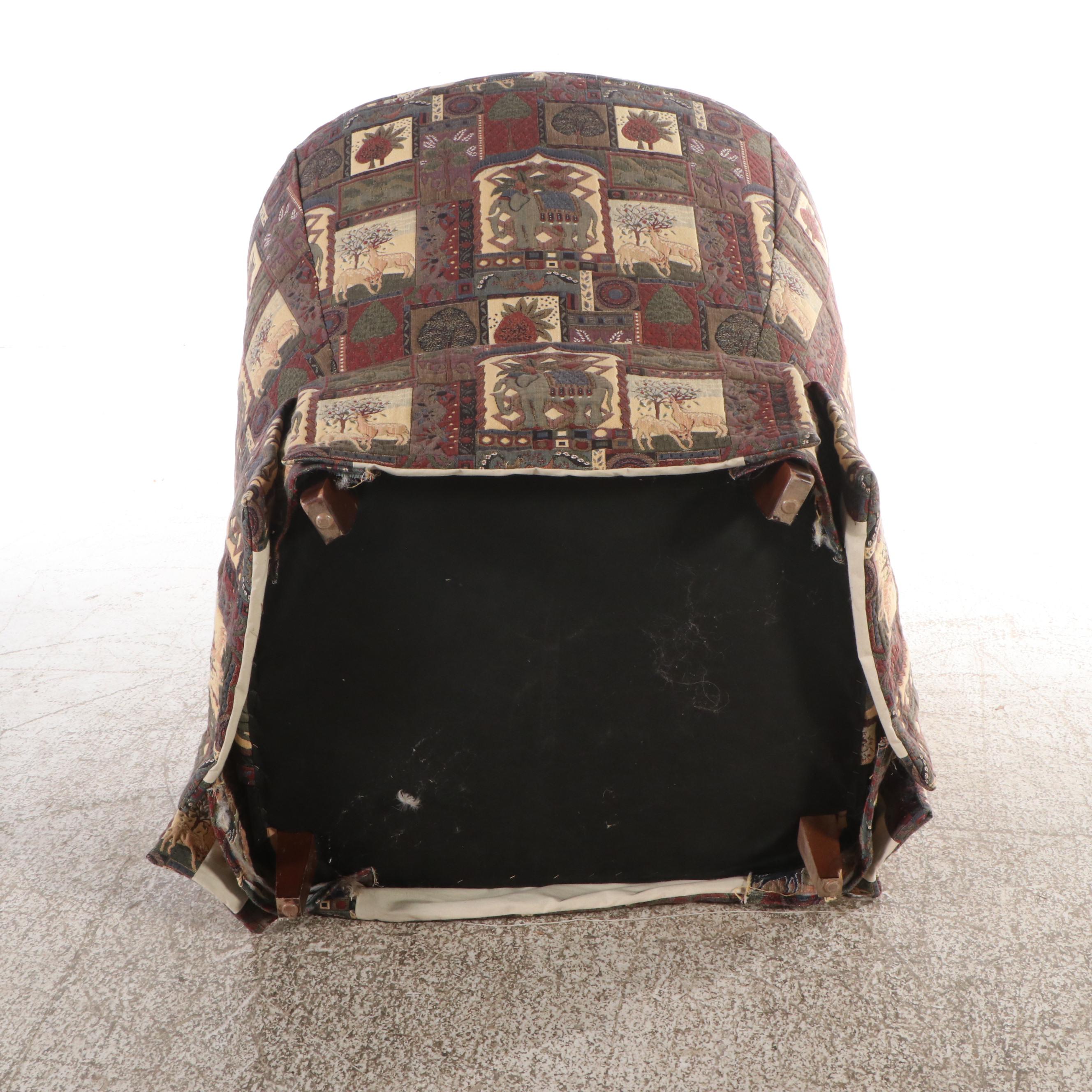 Armchair with Ornate Indian-Themed Upholstery, Late 20th Century