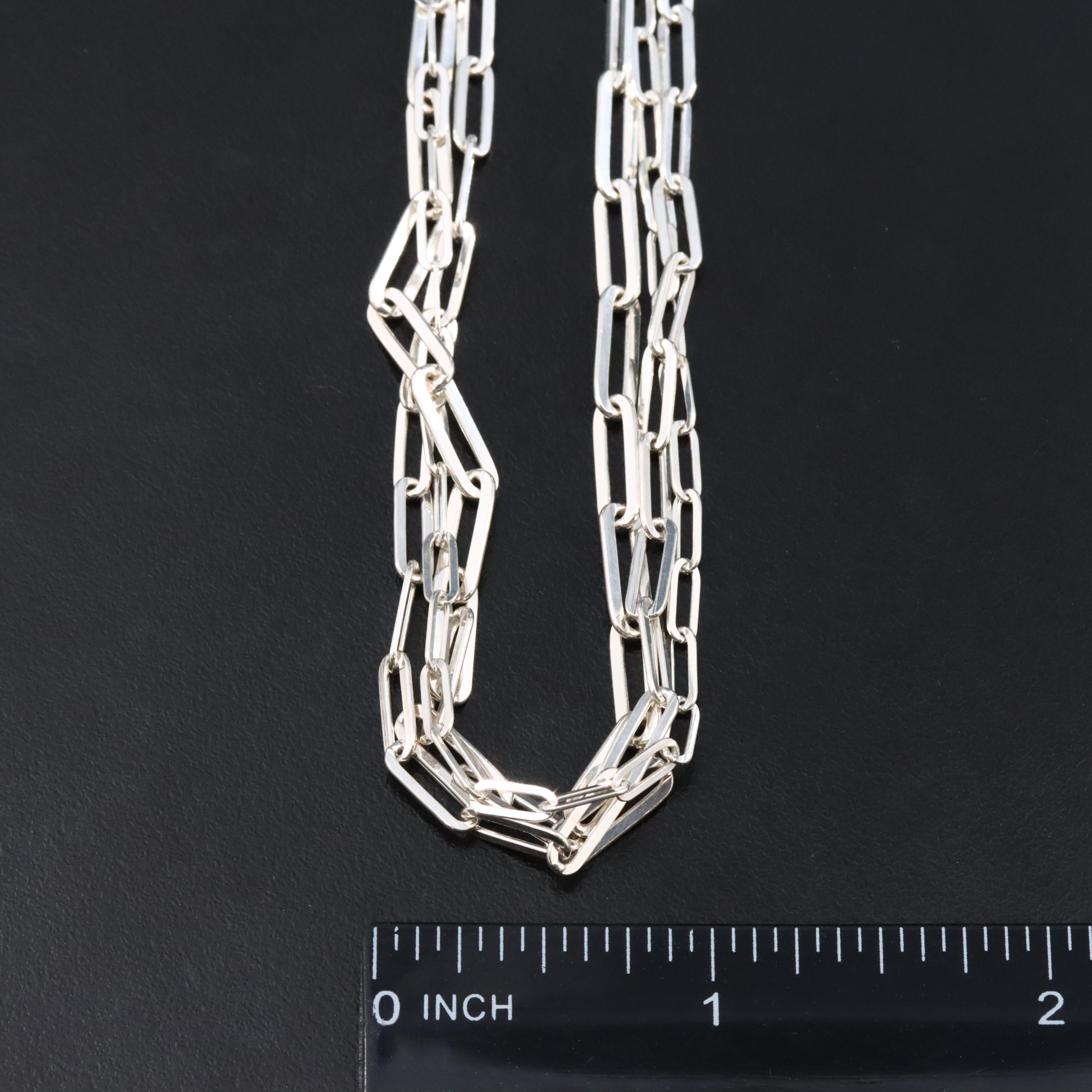 Sterling Tiered Paper Clip Chain Necklace