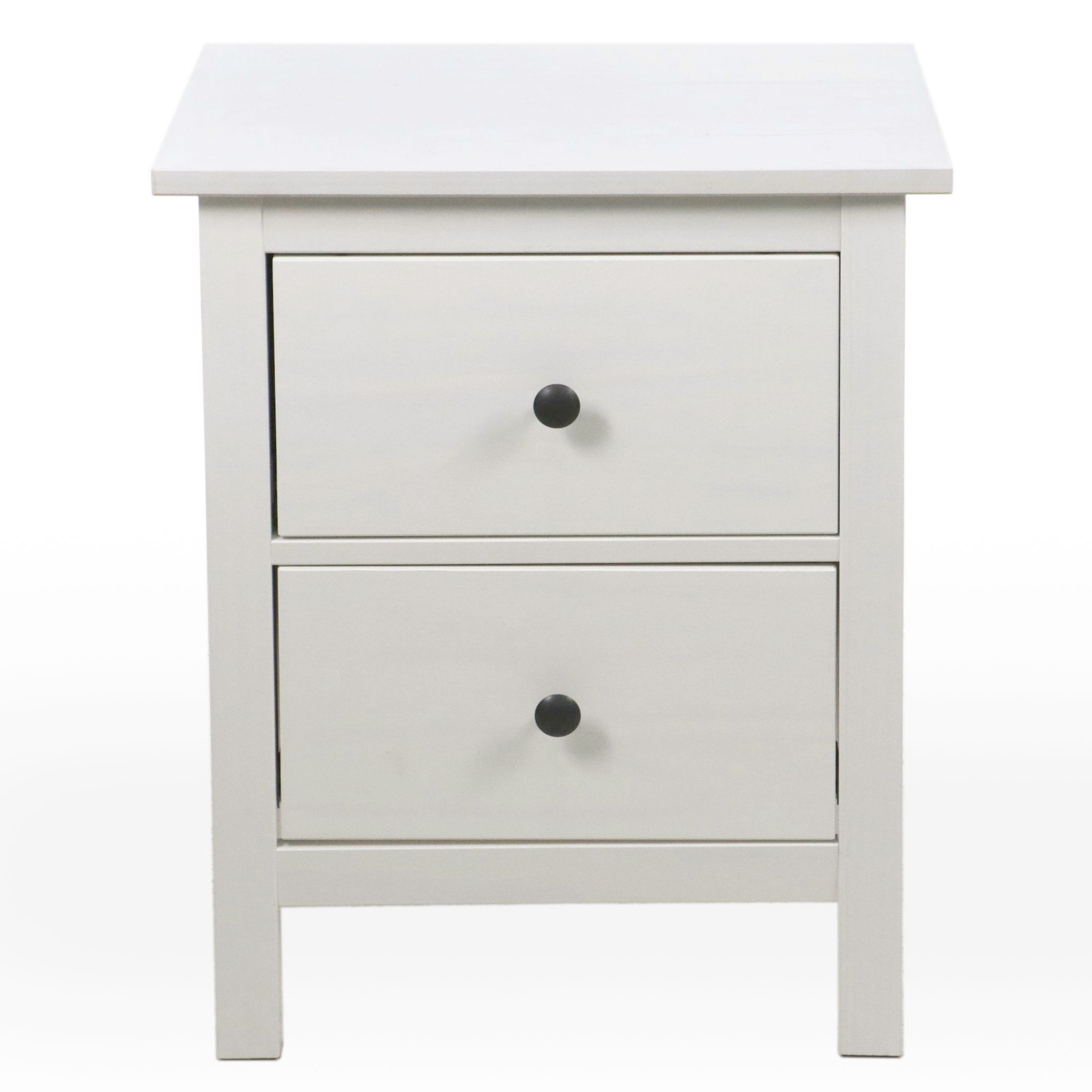 Two-Drawer White Painted Wood Nightstand