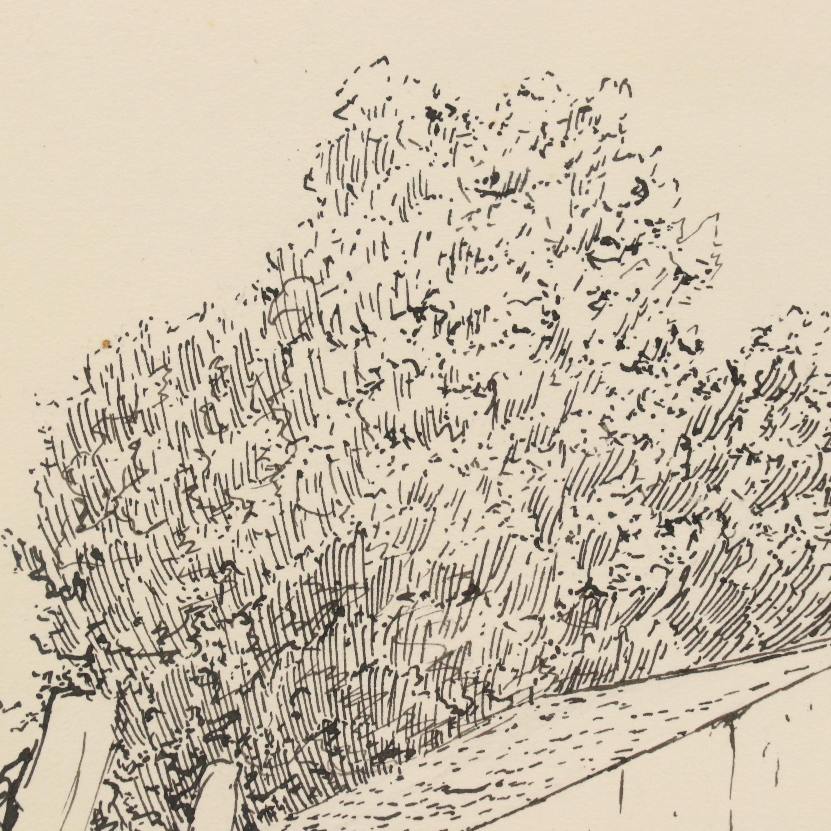 Edward Timothy Hurley Pen and Ink Landscape Drawing "Put-in-Bay," 1896