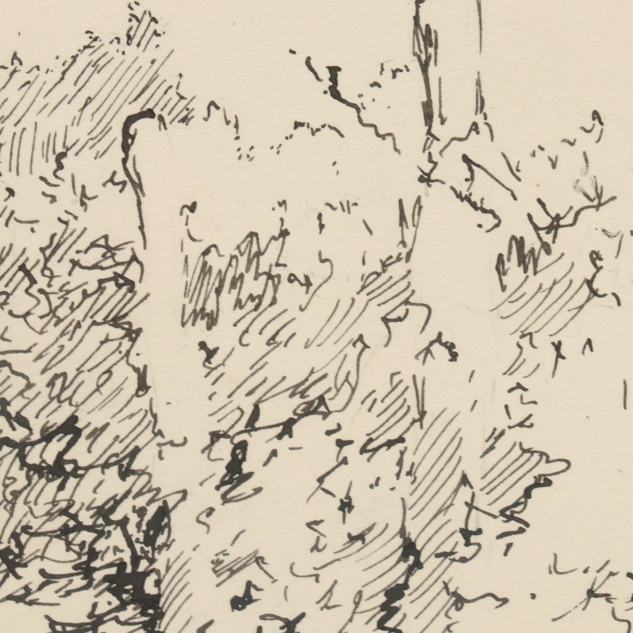 Edward Timothy Hurley Pen and Ink Landscape Drawing "Put-in-Bay," 1896