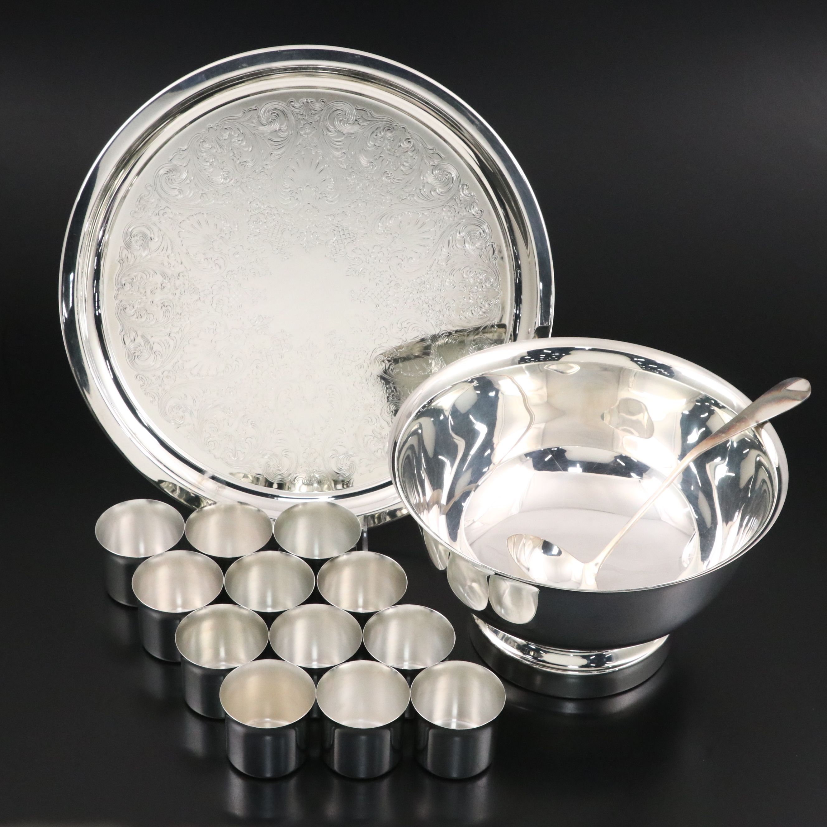 International Silver Plate Punch Bowl Set