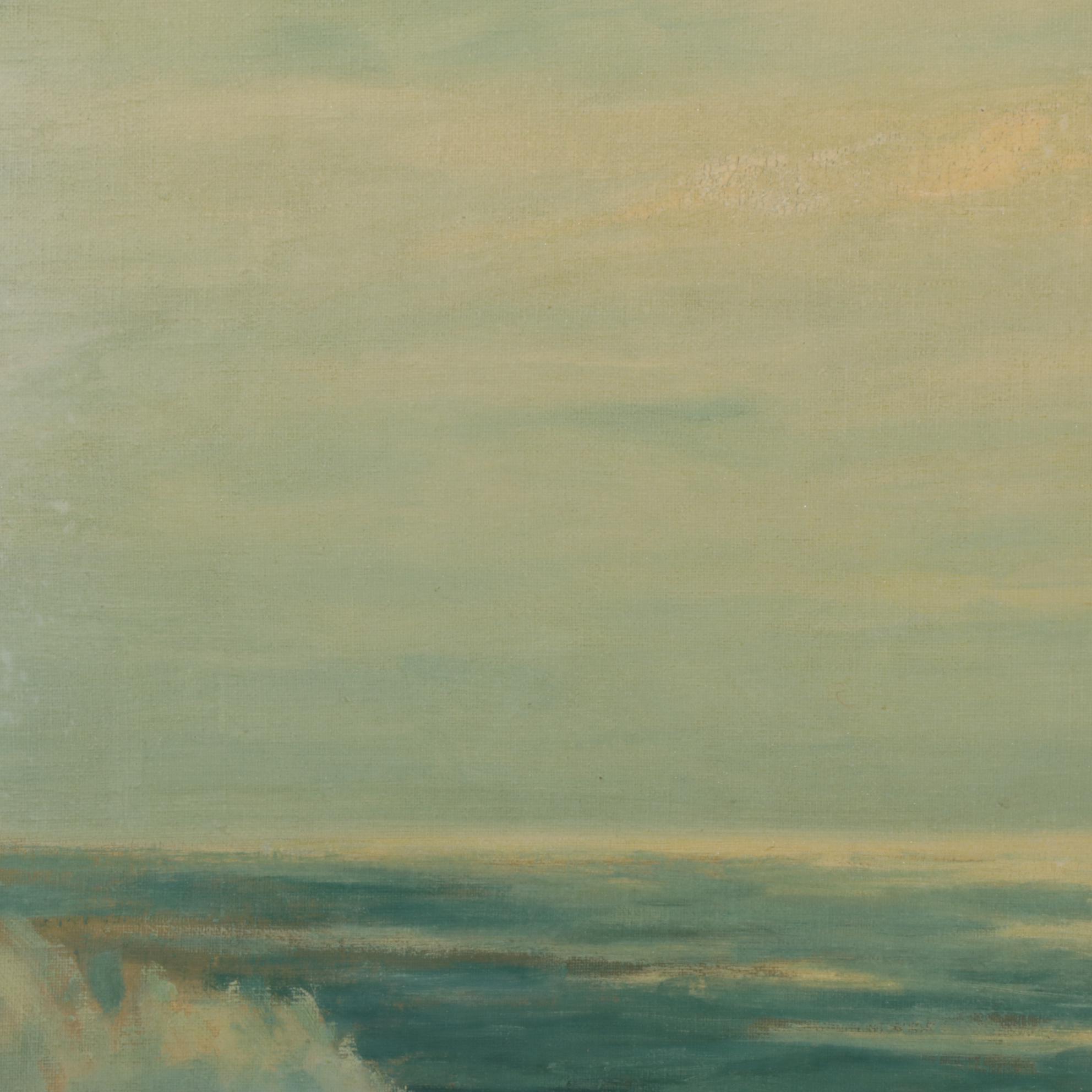 George Herbert Baker Impressionist Oil Painting of Cerulean Crashing Waves