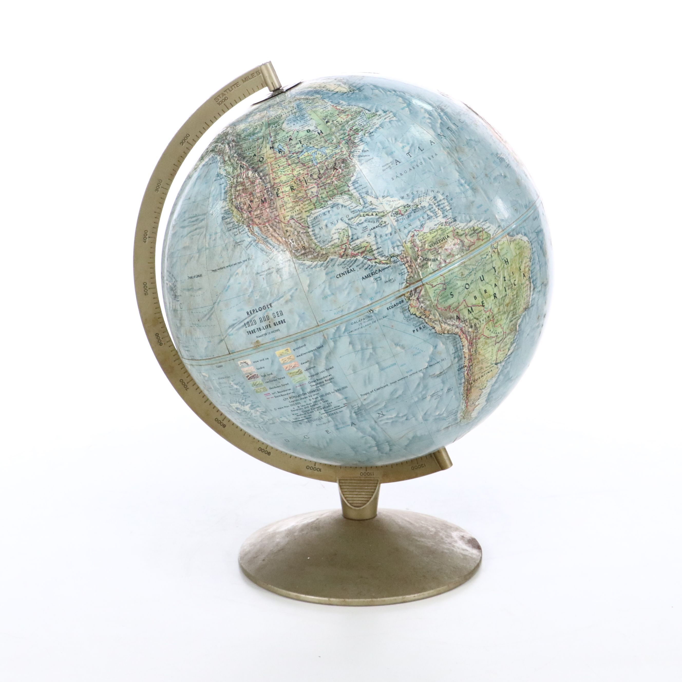 Replogle "True-to-Life" Land and Sea Geographic Globe, Late 20th C