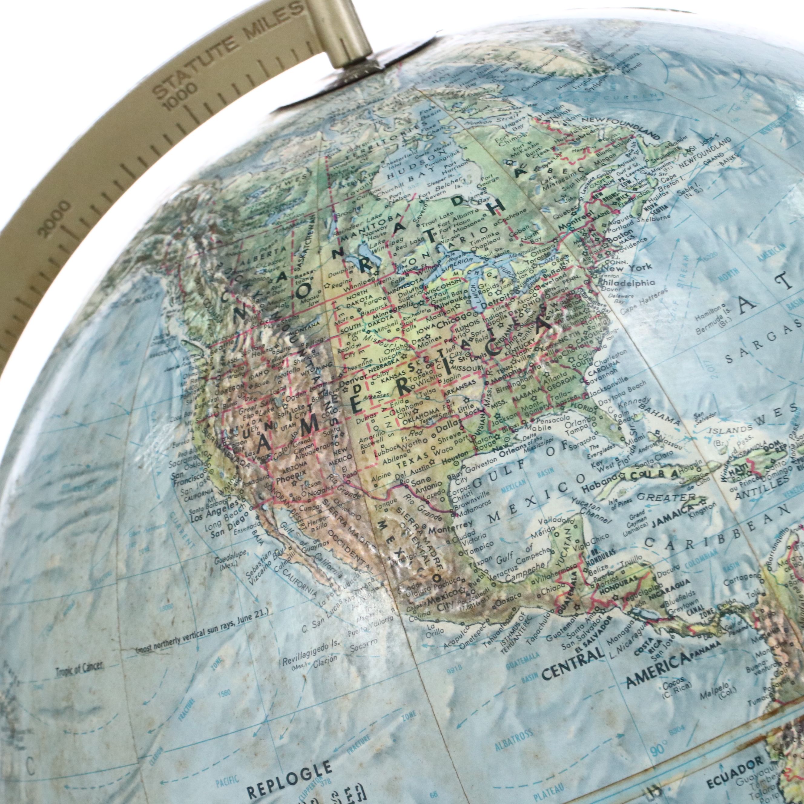 Replogle "True-to-Life" Land and Sea Geographic Globe, Late 20th C