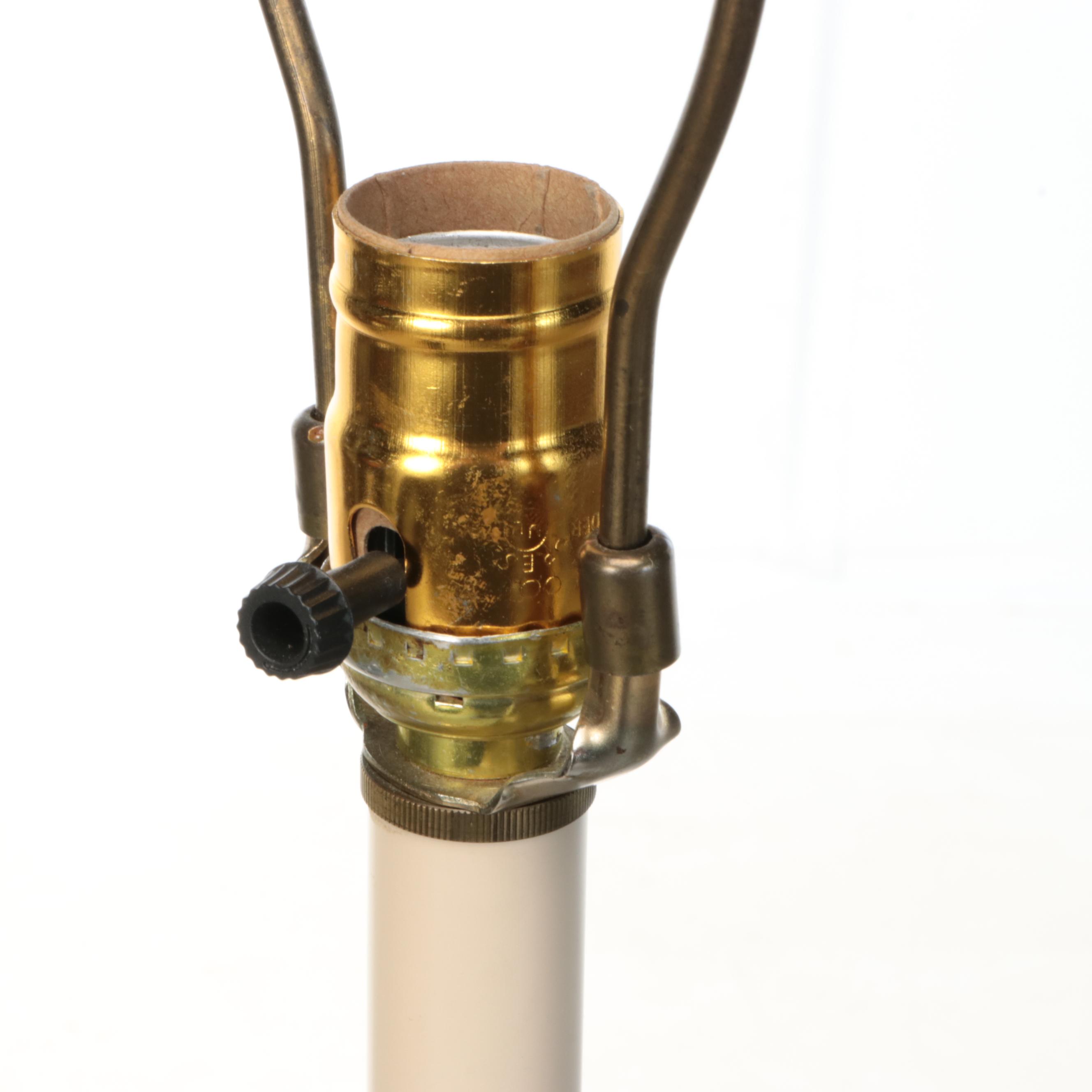 Stiffel Attributed Brass Aladdin Arm Floor Lamp with Paper Shade, Vintage