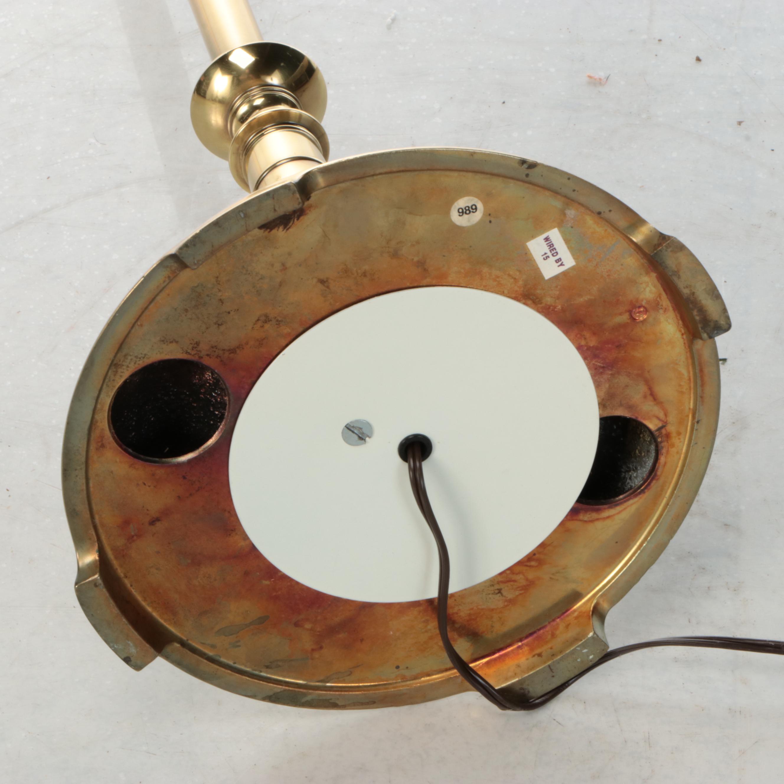 Stiffel Attributed Brass Aladdin Arm Floor Lamp with Paper Shade, Vintage