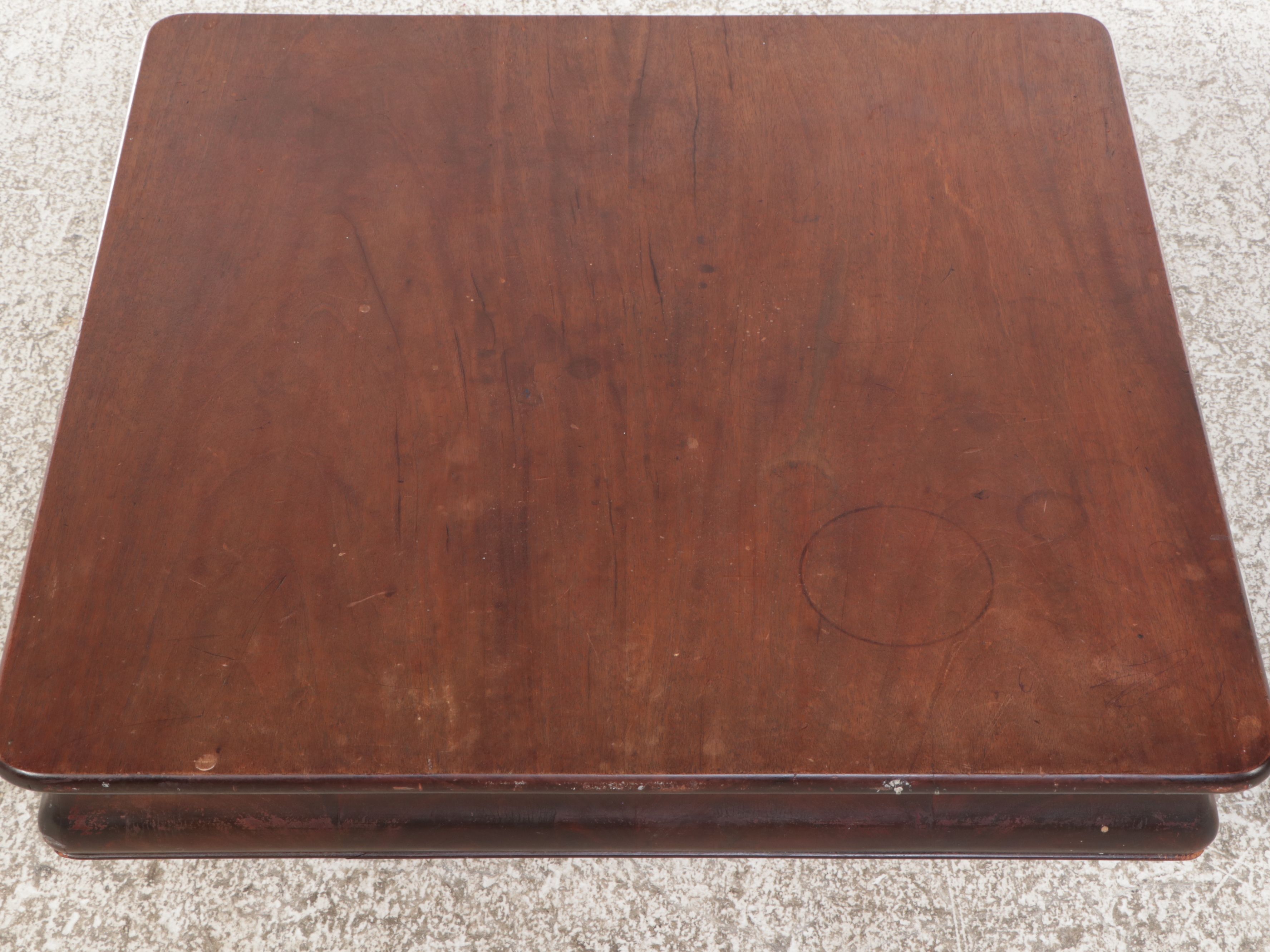 Walnut Finish Coffee Table Made From Victorian Pedestal Table