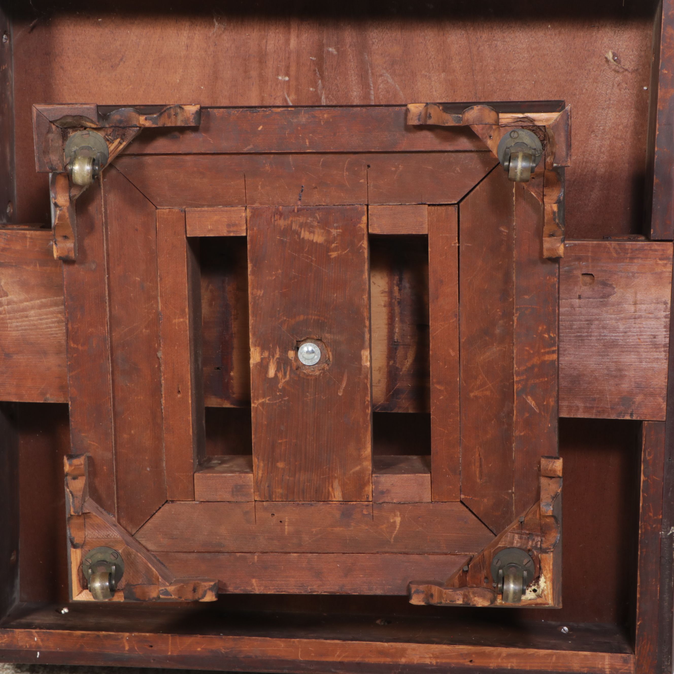 Walnut Finish Coffee Table Made From Victorian Pedestal Table