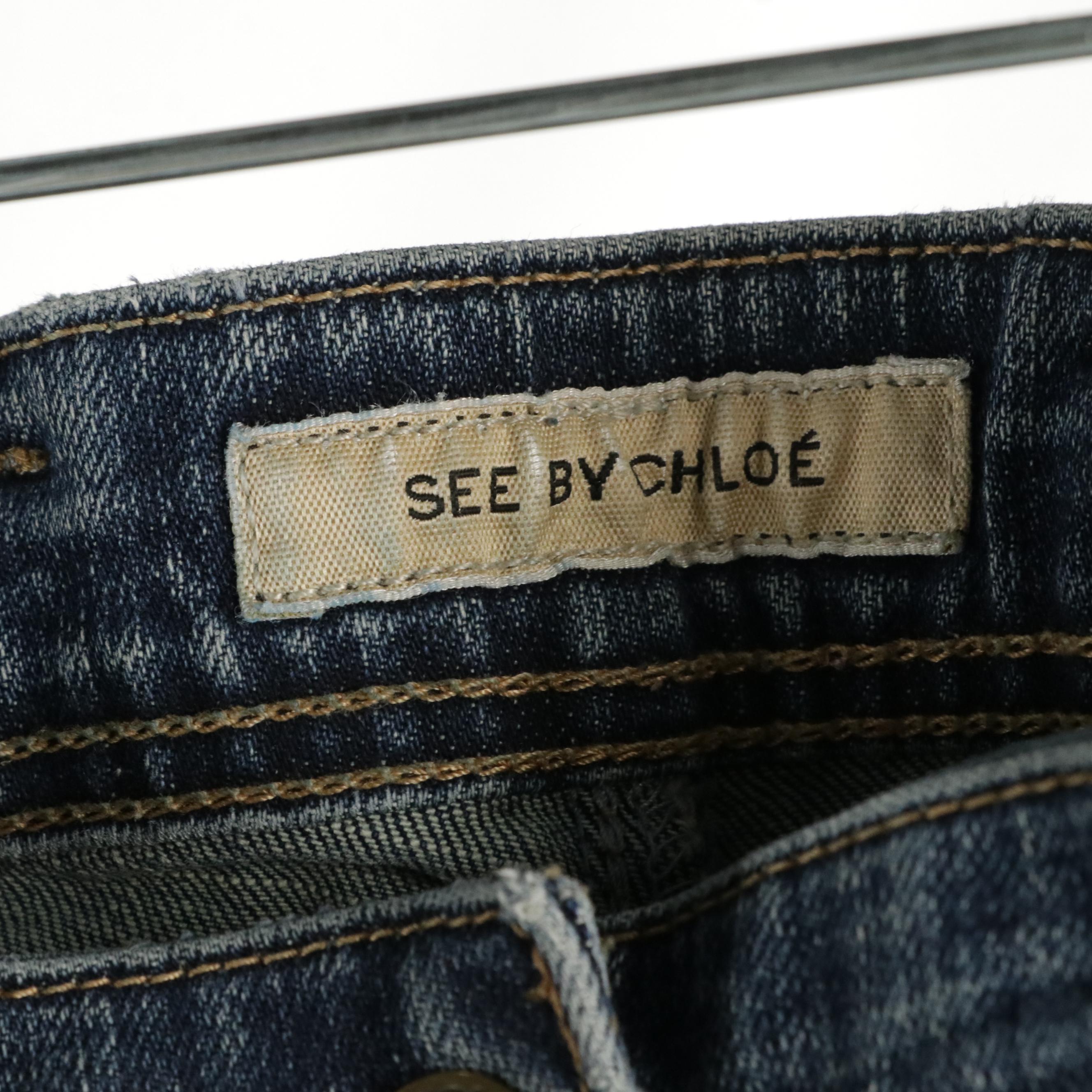 See by Chloé Embroidered Blue Denim Jean Jacket and Blue Denim Jeans