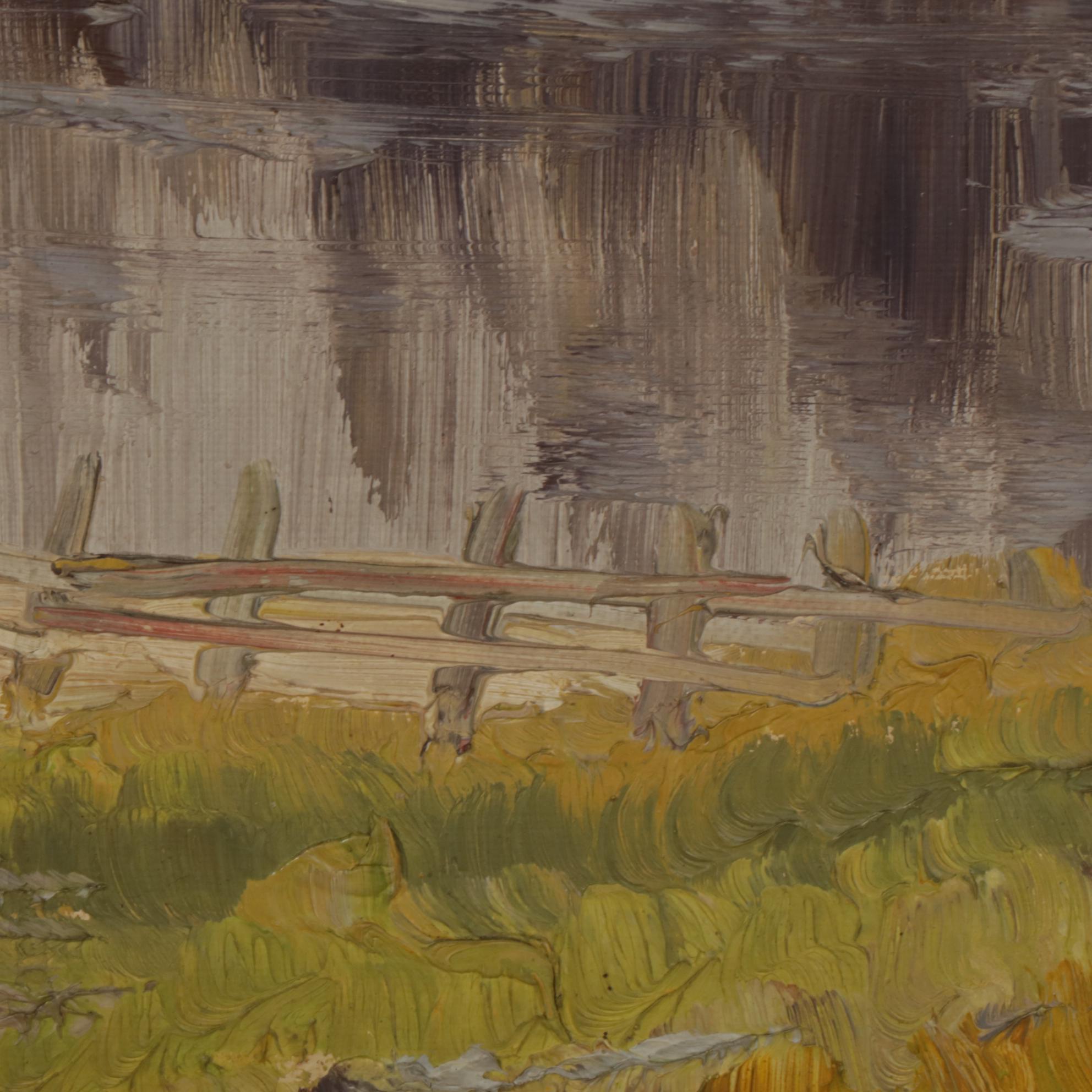 Hedwig Reisinger Impressionist Oil Painting of Mountainous Pastoral Landscape