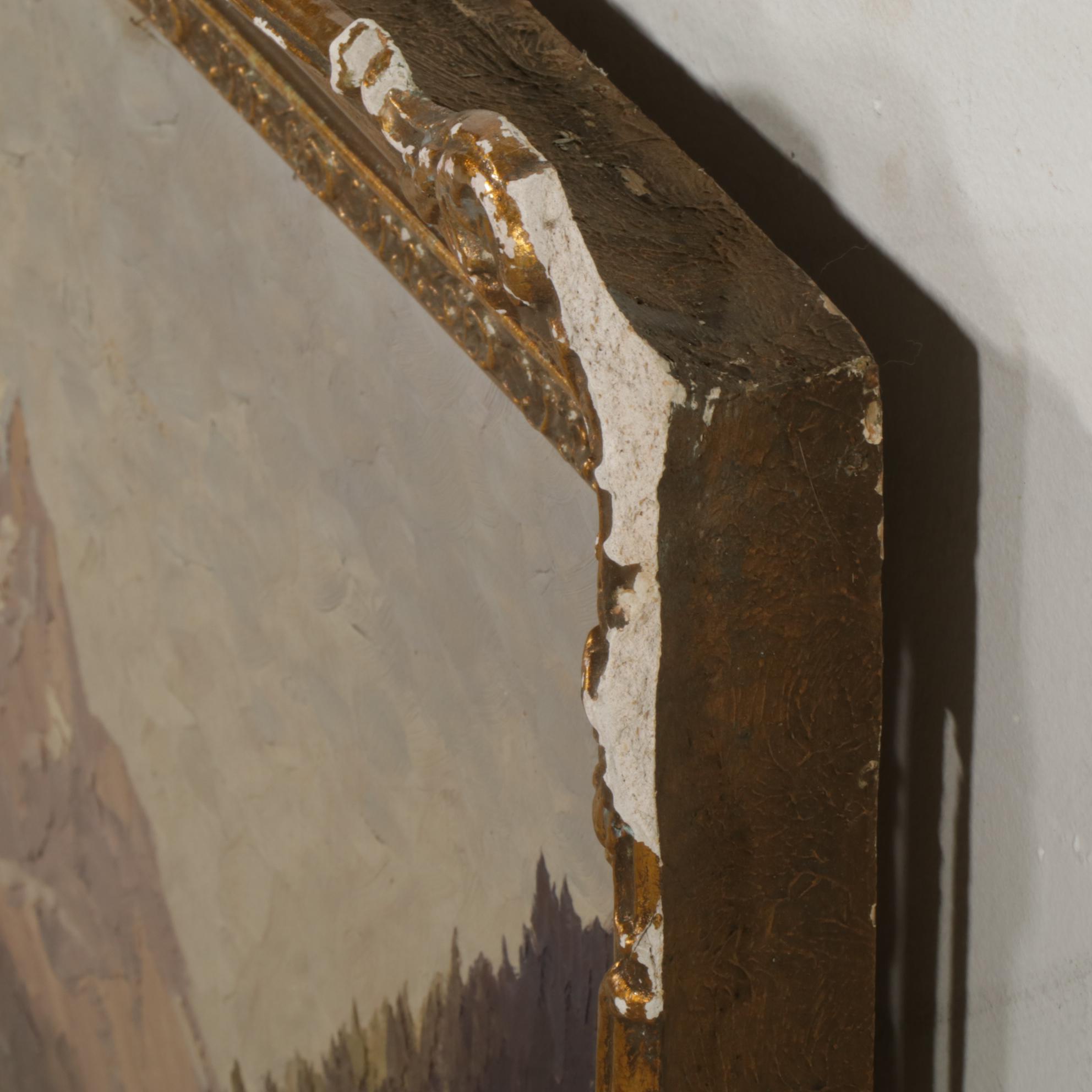 Hedwig Reisinger Impressionist Oil Painting of Mountainous Pastoral Landscape