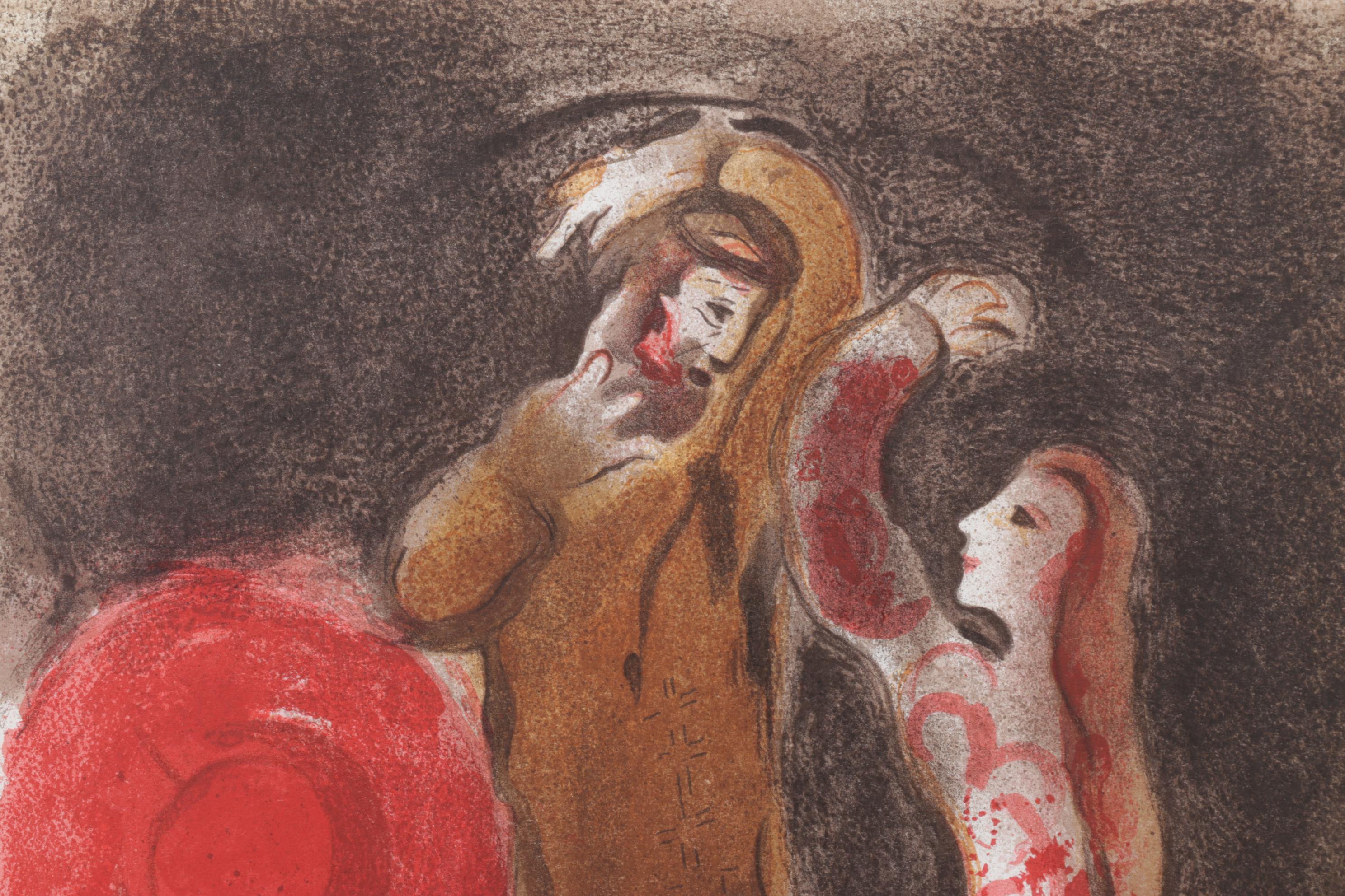 Marc Chagall Color Lithograph "Rencontre de Ruth et Boaz" From "Verve," 1960