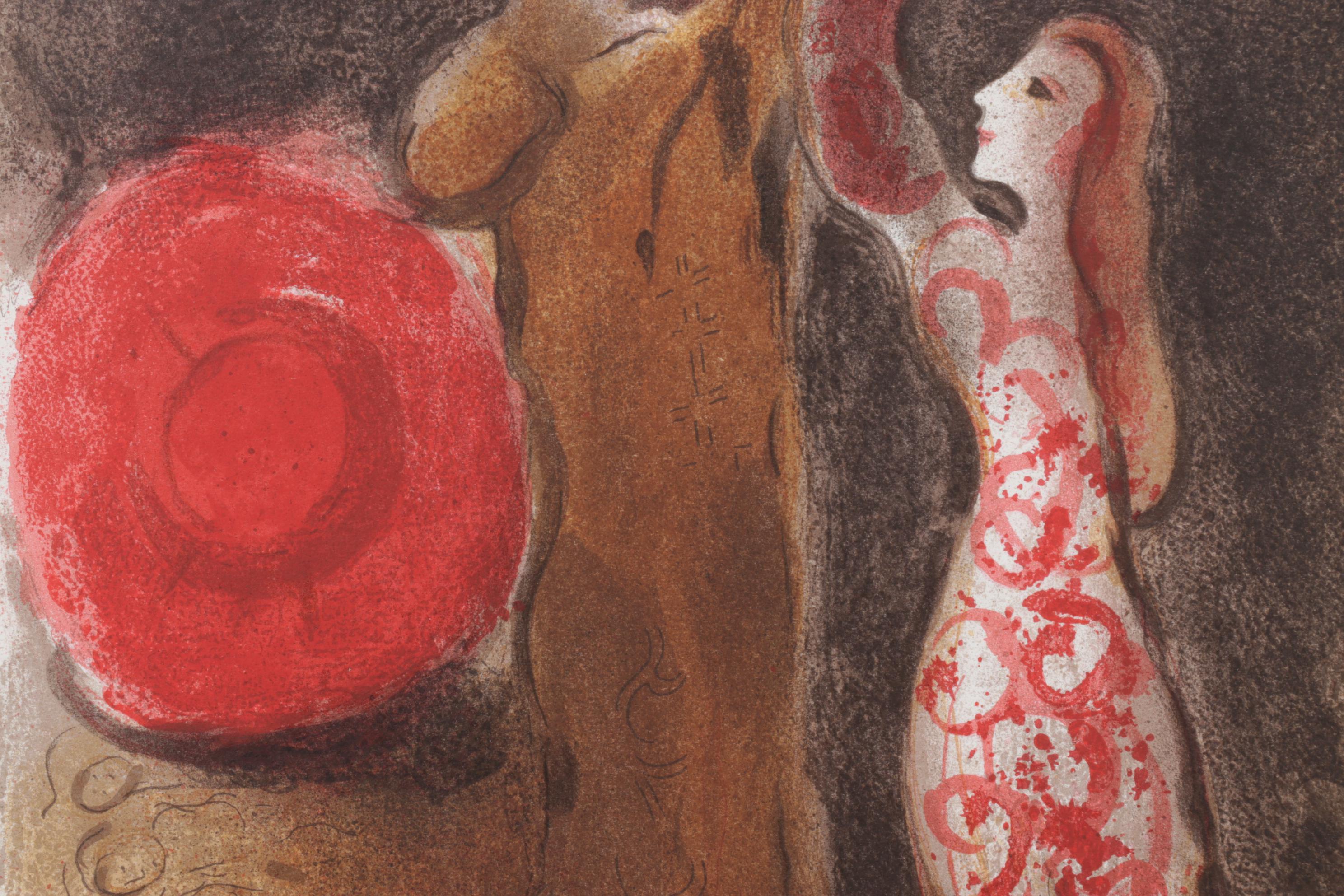 Marc Chagall Color Lithograph "Rencontre de Ruth et Boaz" From "Verve," 1960