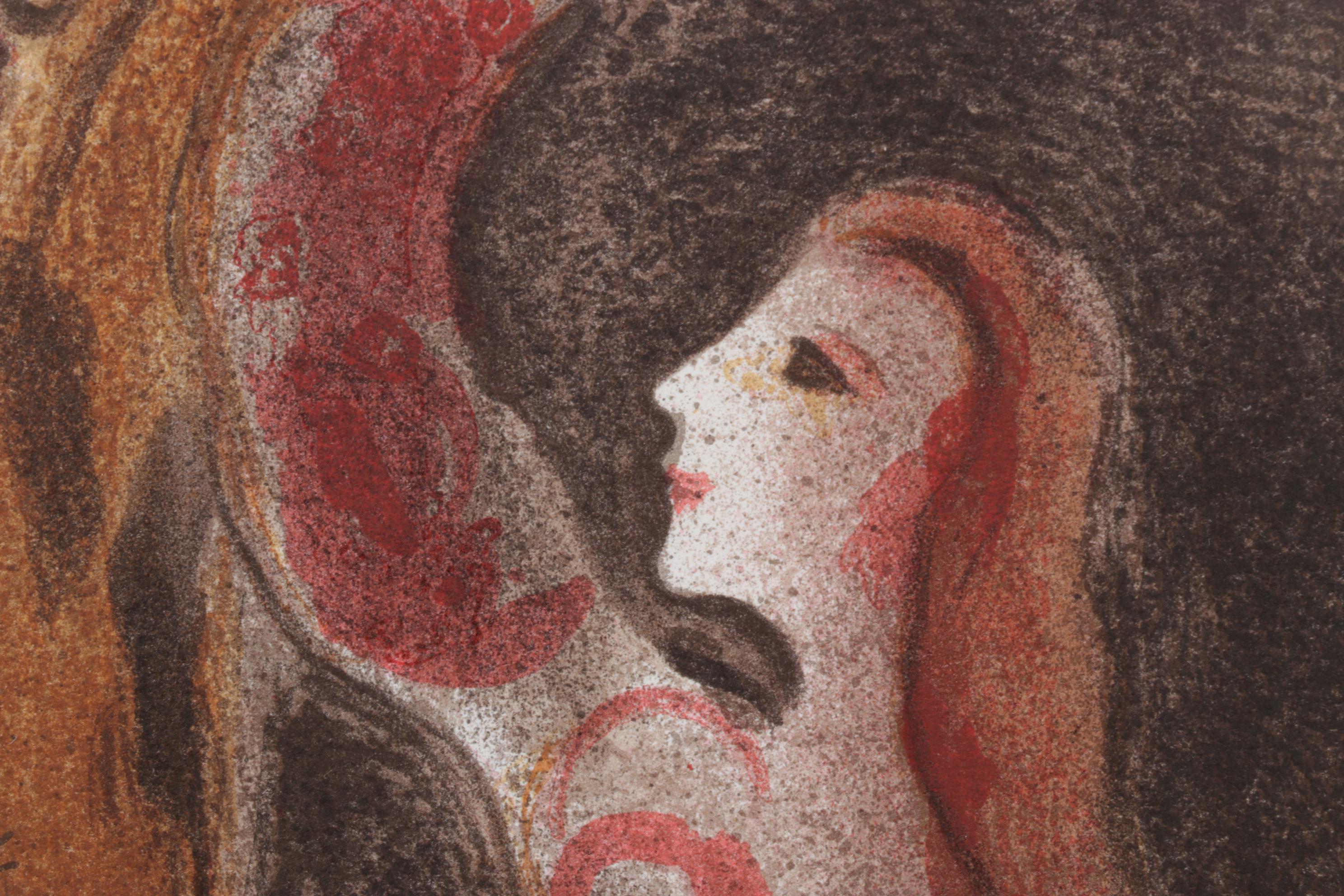 Marc Chagall Color Lithograph "Rencontre de Ruth et Boaz" From "Verve," 1960