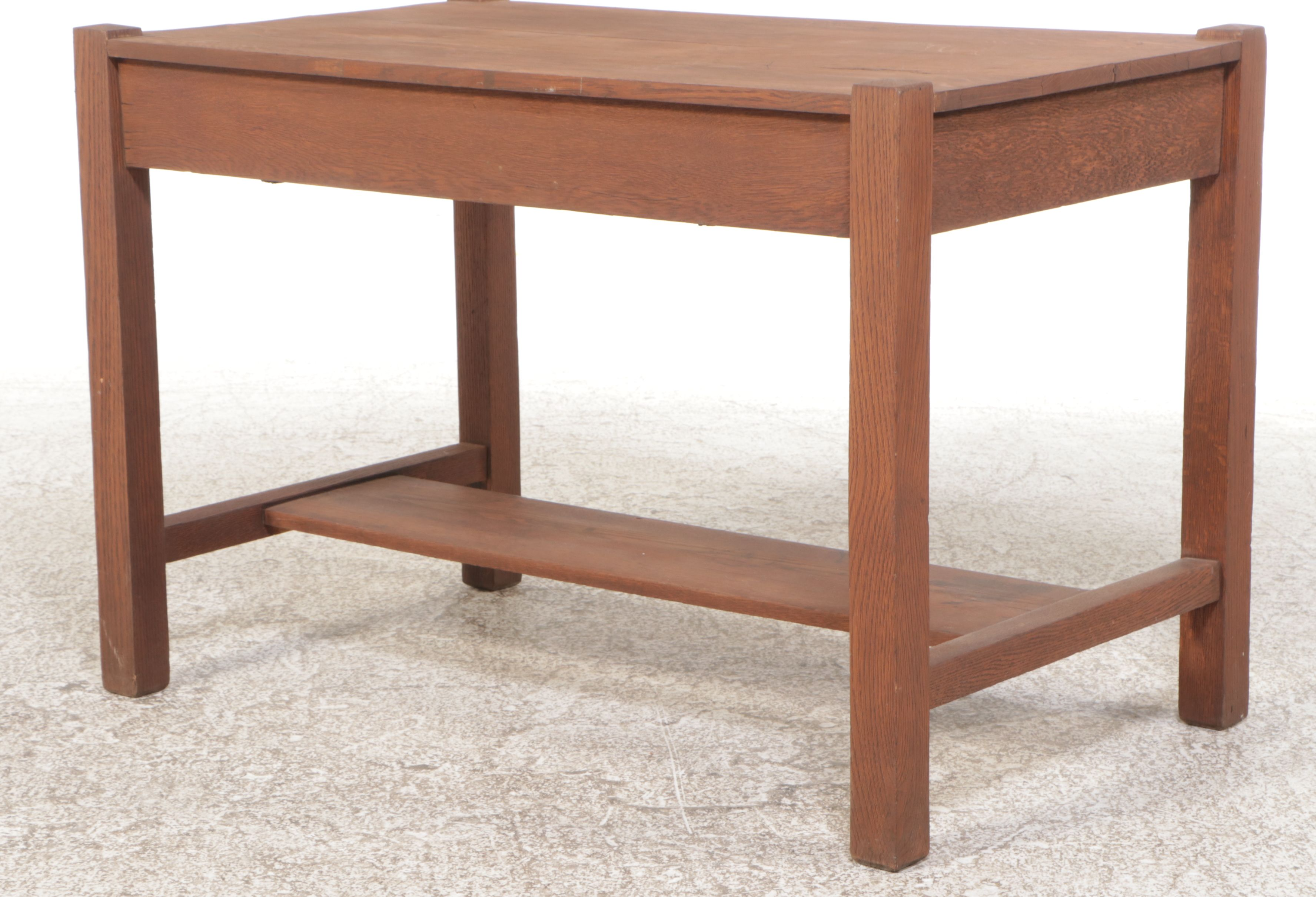 Arts & Crafts Style Oak Single Drawer Table, 20th Century