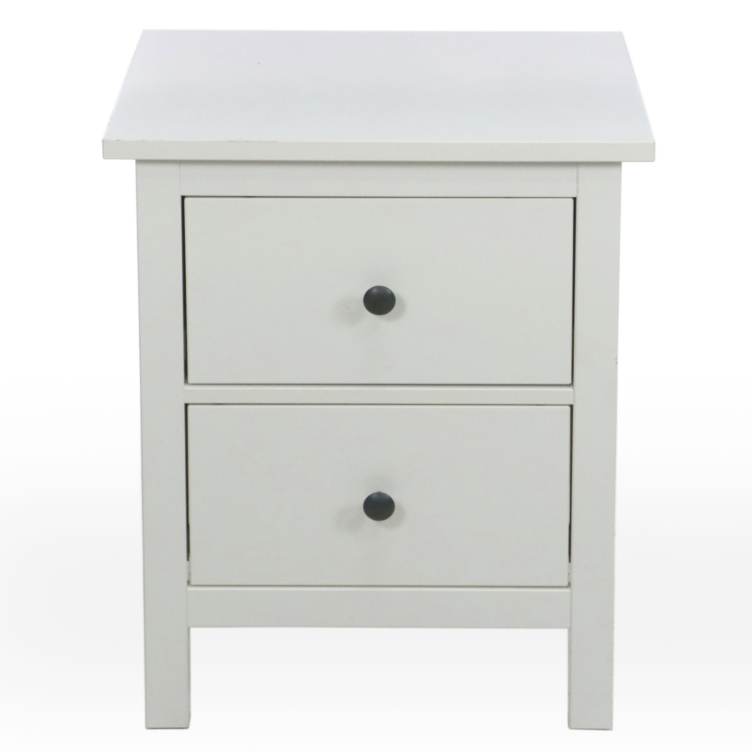 White Painted Wood Two-Drawer Nightstand